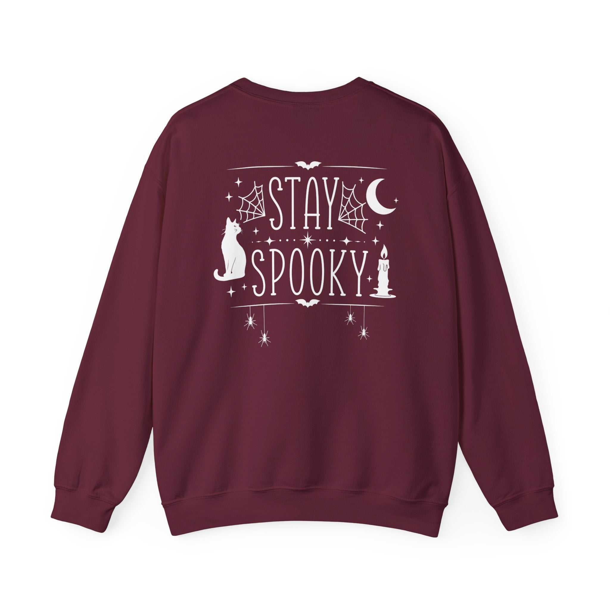 Stay Spooky Sweatshirt – Halloween Cat Moon Graphic Crewneck