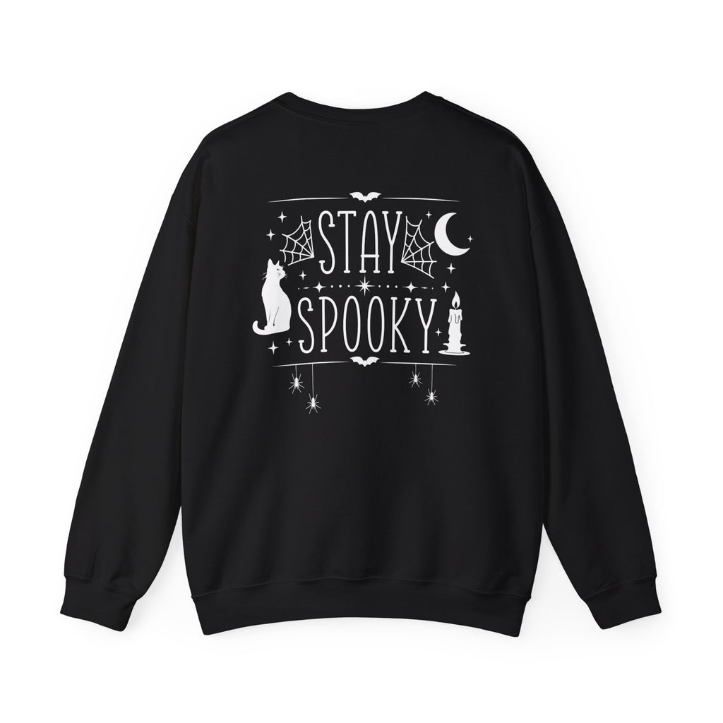 Stay Spooky Sweatshirt – Halloween Cat Moon Graphic Crewneck