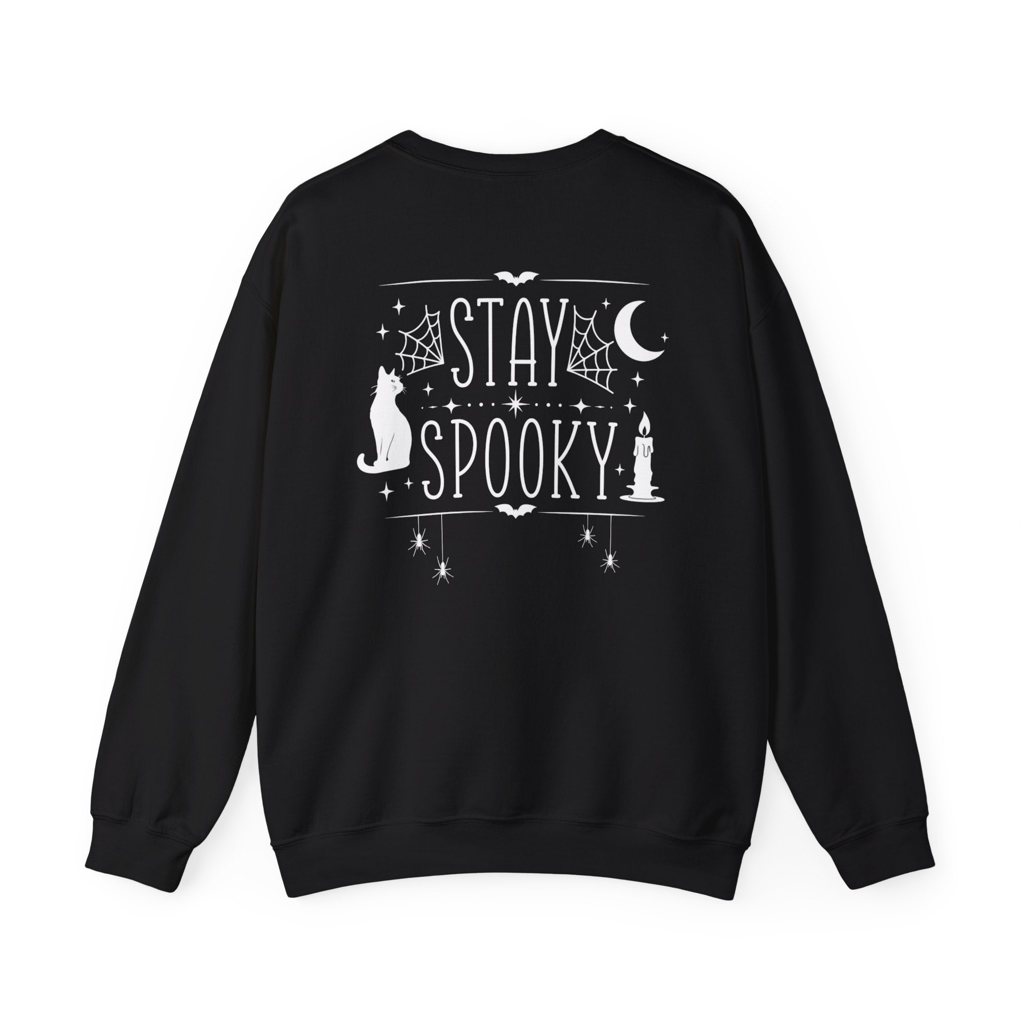 Stay Spooky Sweatshirt – Halloween Cat Moon Graphic Crewneck