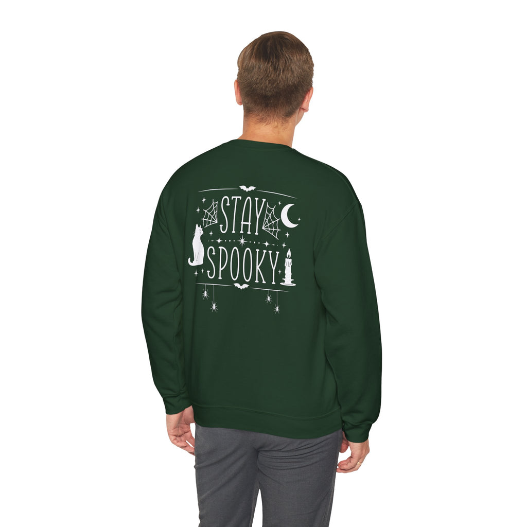 Stay Spooky Sweatshirt – Halloween Cat Moon Graphic Crewneck