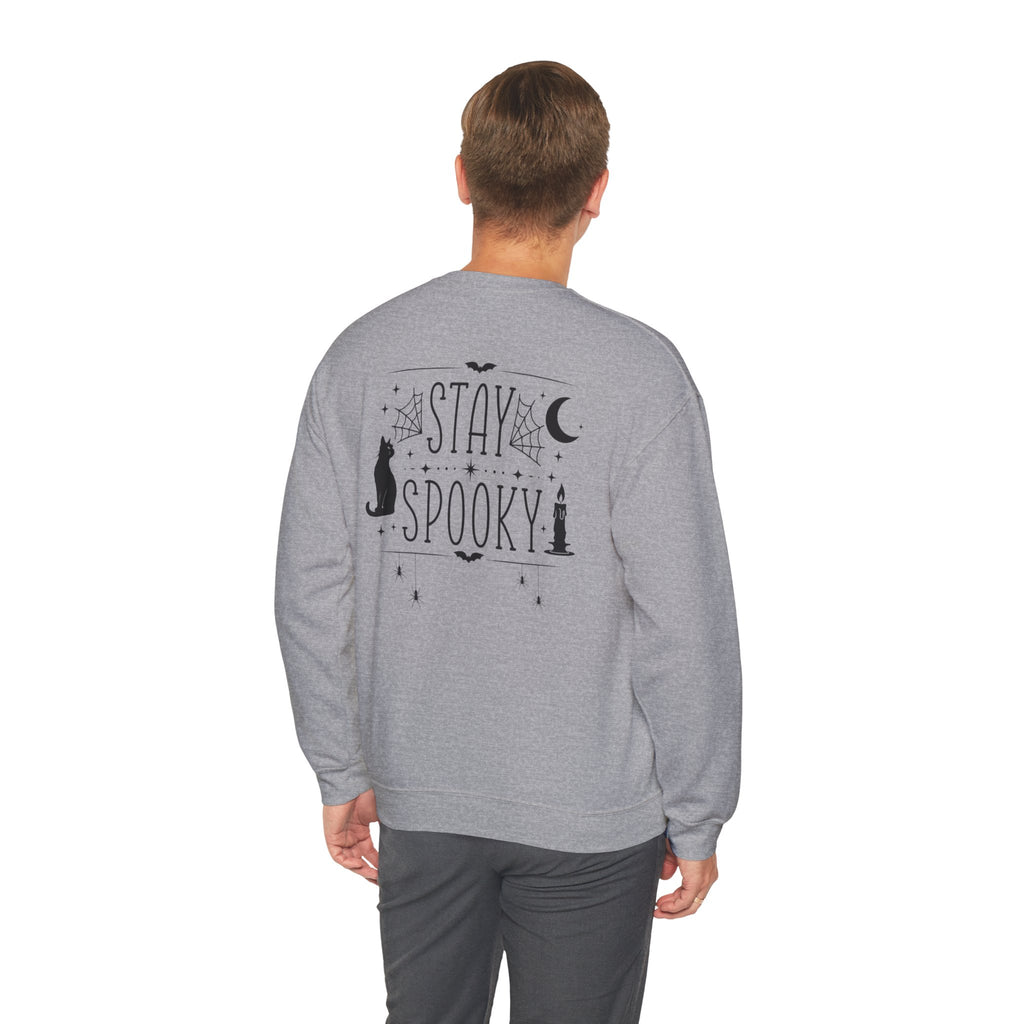 Stay Spooky Sweatshirt – Halloween Cat Moon Graphic Crewneck