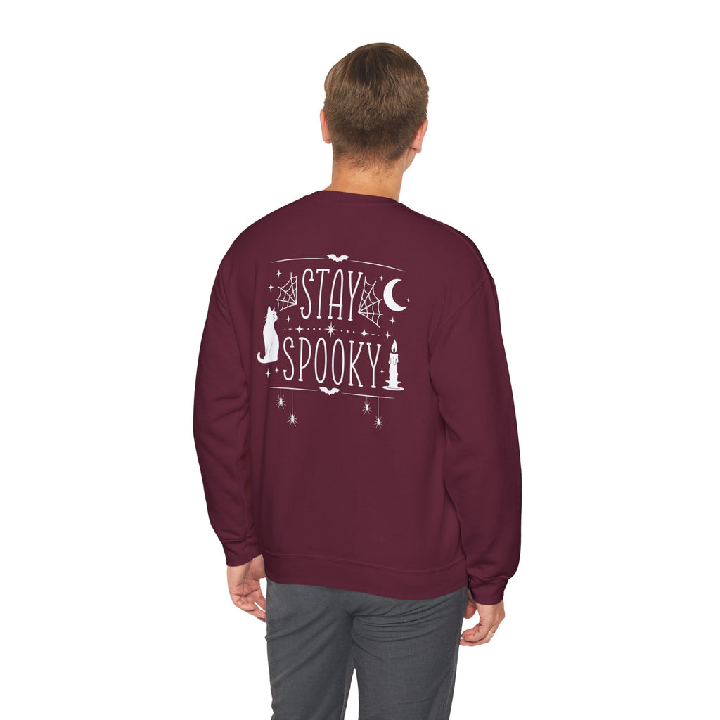 Stay Spooky Sweatshirt – Halloween Cat Moon Graphic Crewneck