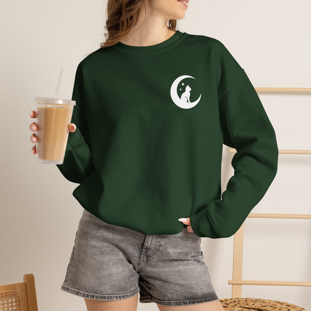 Stay Spooky Sweatshirt – Halloween Cat Moon Graphic Crewneck