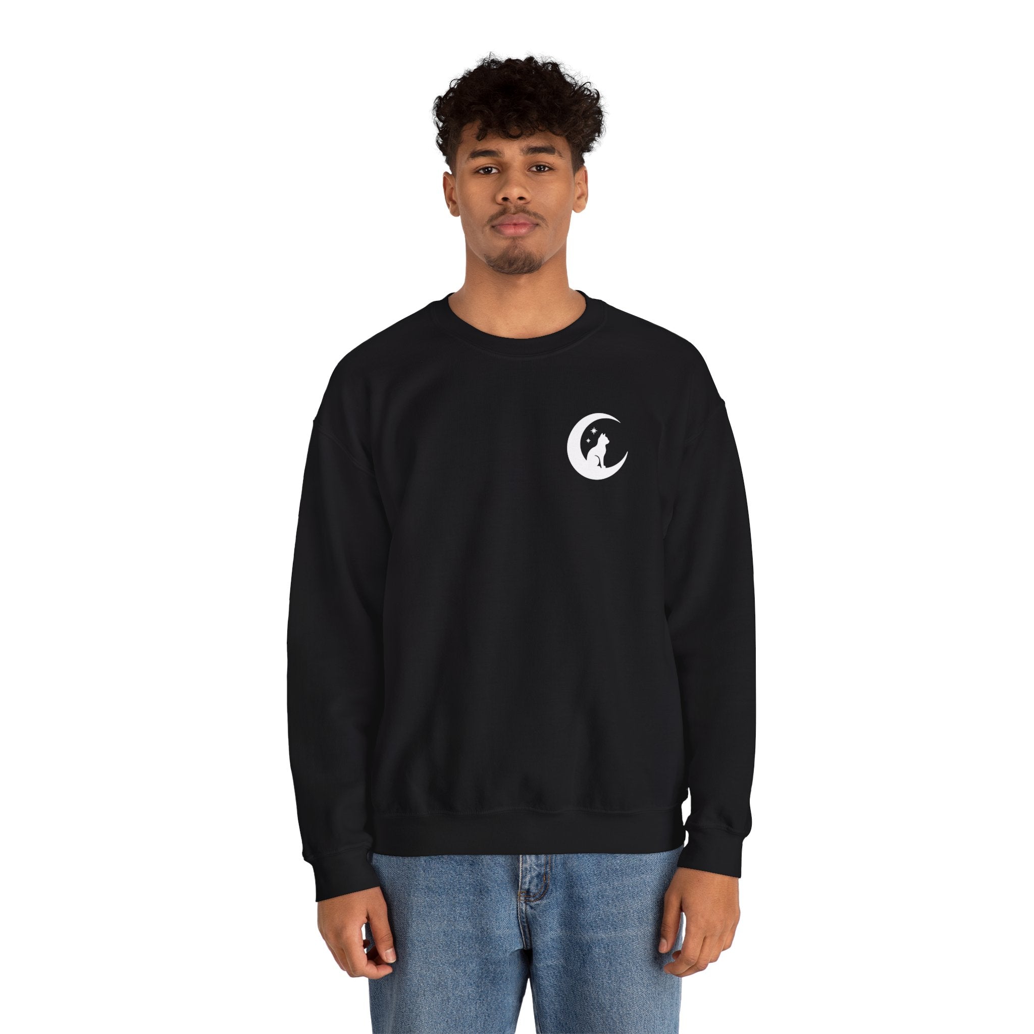 Stay Spooky Sweatshirt – Halloween Cat Moon Graphic Crewneck