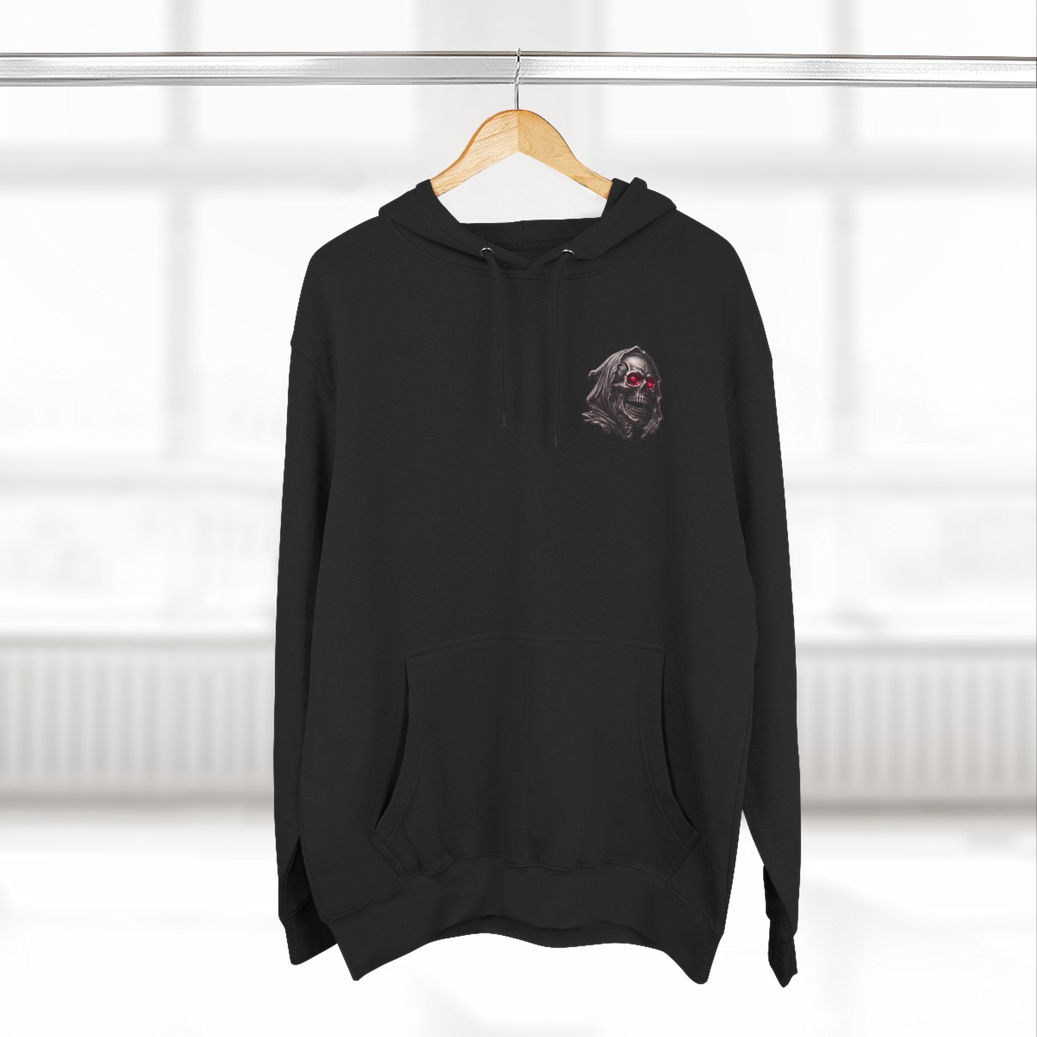 Grim Reaper Hoodie — “I’m Not Here to Make Friends” Graphic Fleece Hoodie