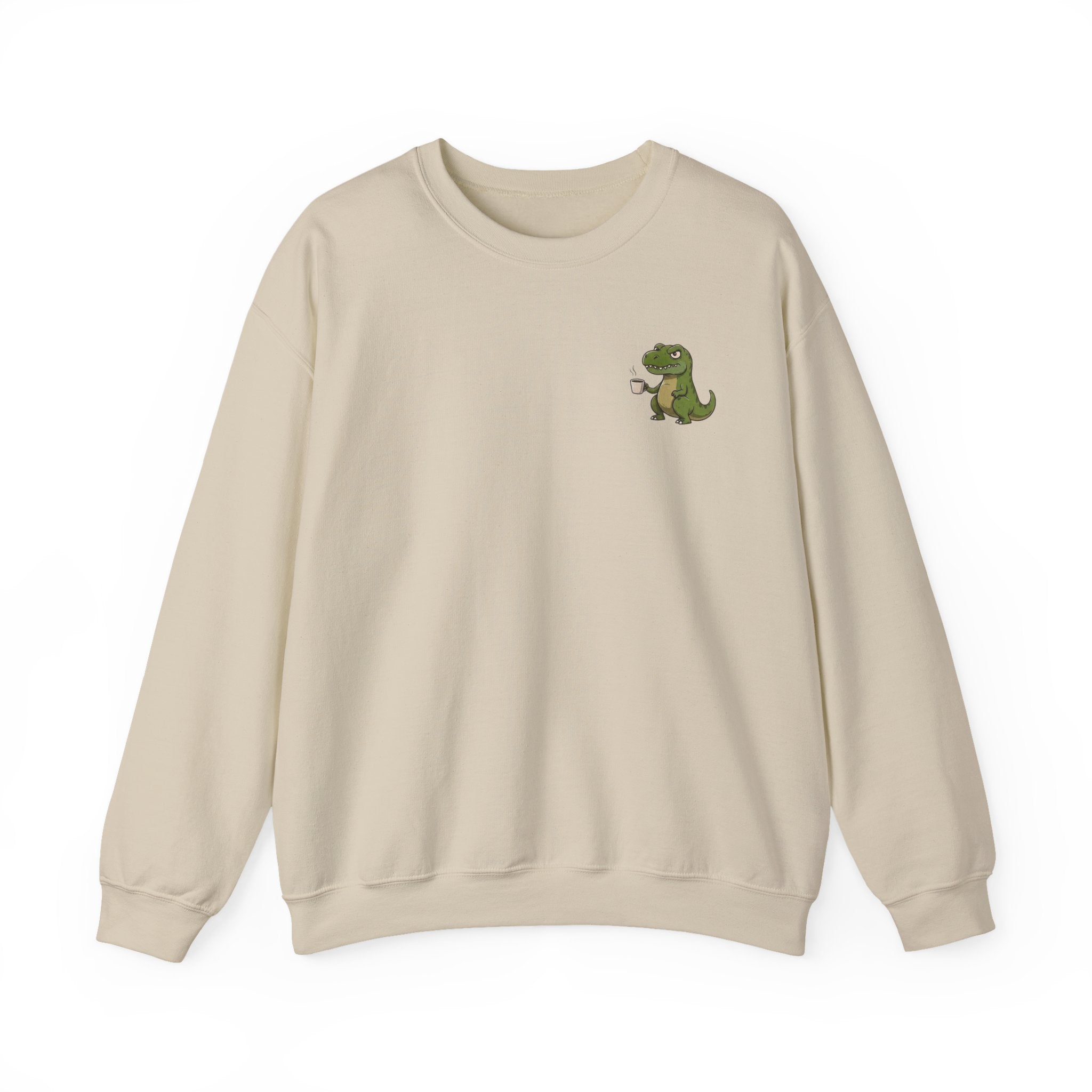 Caffeine Saurus Sweatshirt — "Needs Coffee to Function" Dinosaur Crewneck
