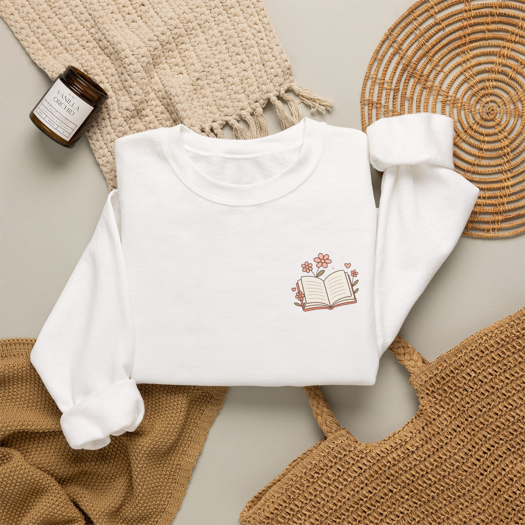 Book Lover Sweatshirt — “Fill Life with Color One Page at a Time” Crewneck