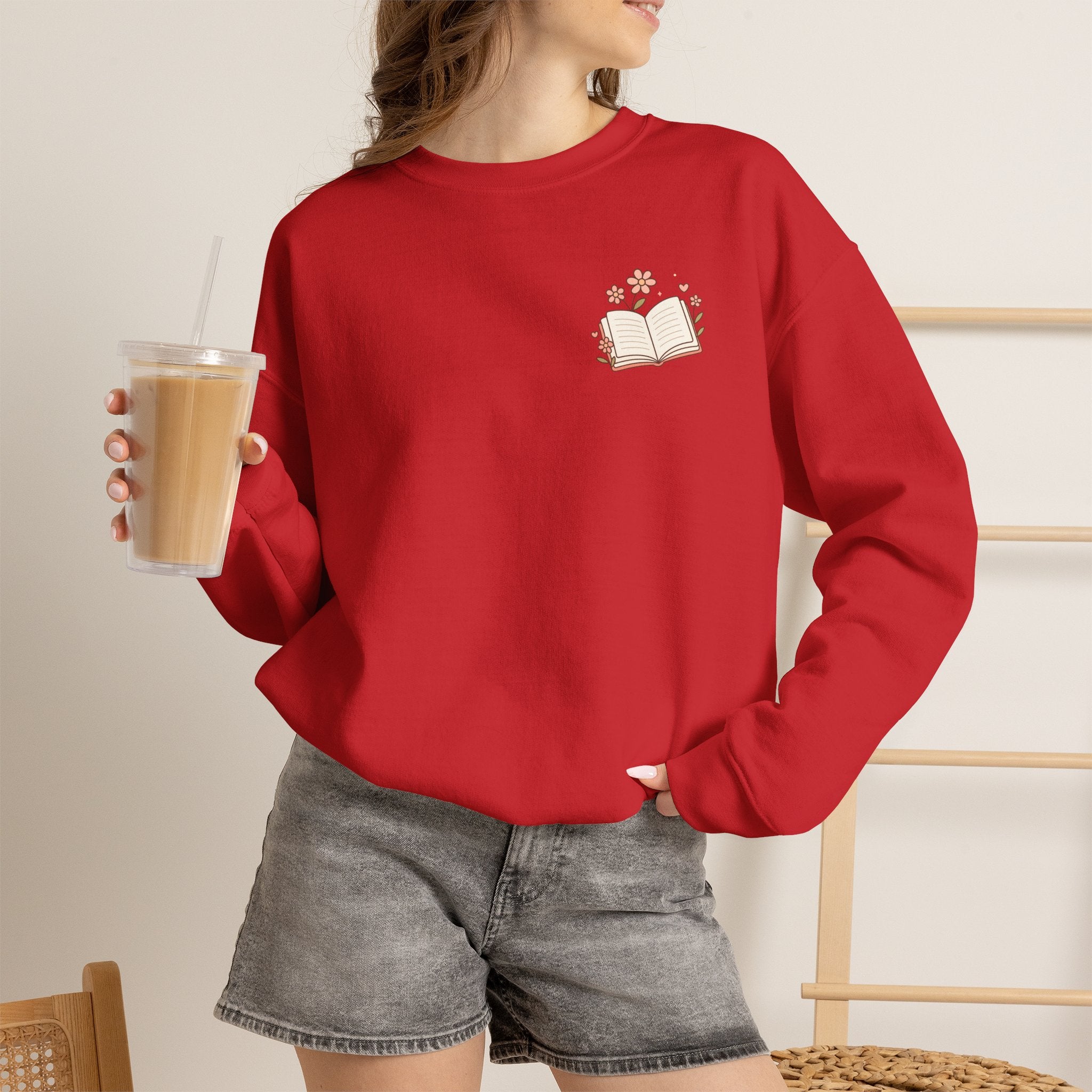 Book Lover Sweatshirt — “Fill Life with Color One Page at a Time” Crewneck