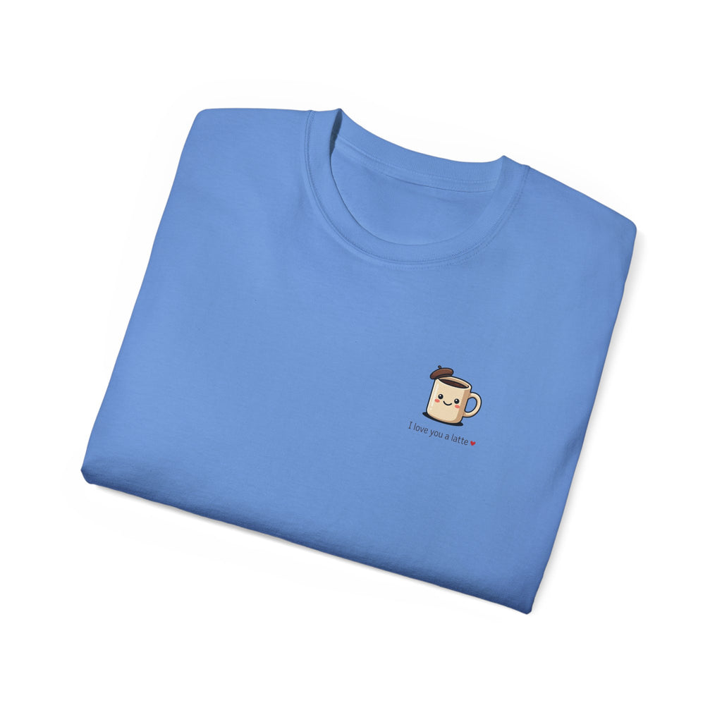 Coffee Mug Tee - Cute Kawaii Coffee Cup Design with “I love you a latte”