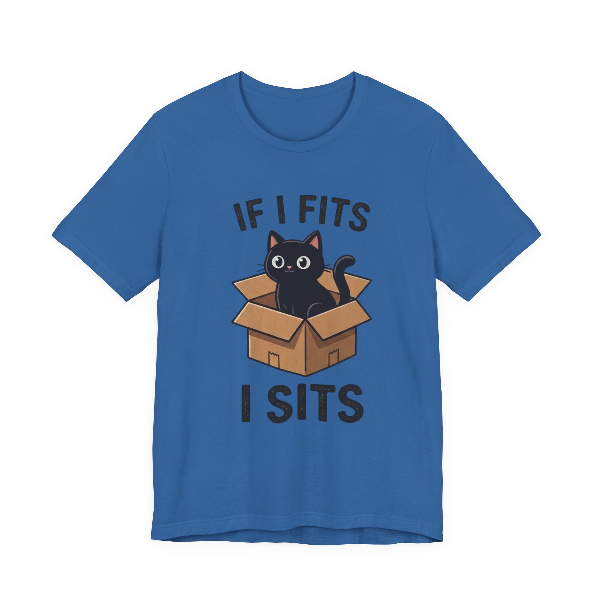 If I Fits I Sits Cat T-Shirt – Cute Black Cat in Box Funny Tee
