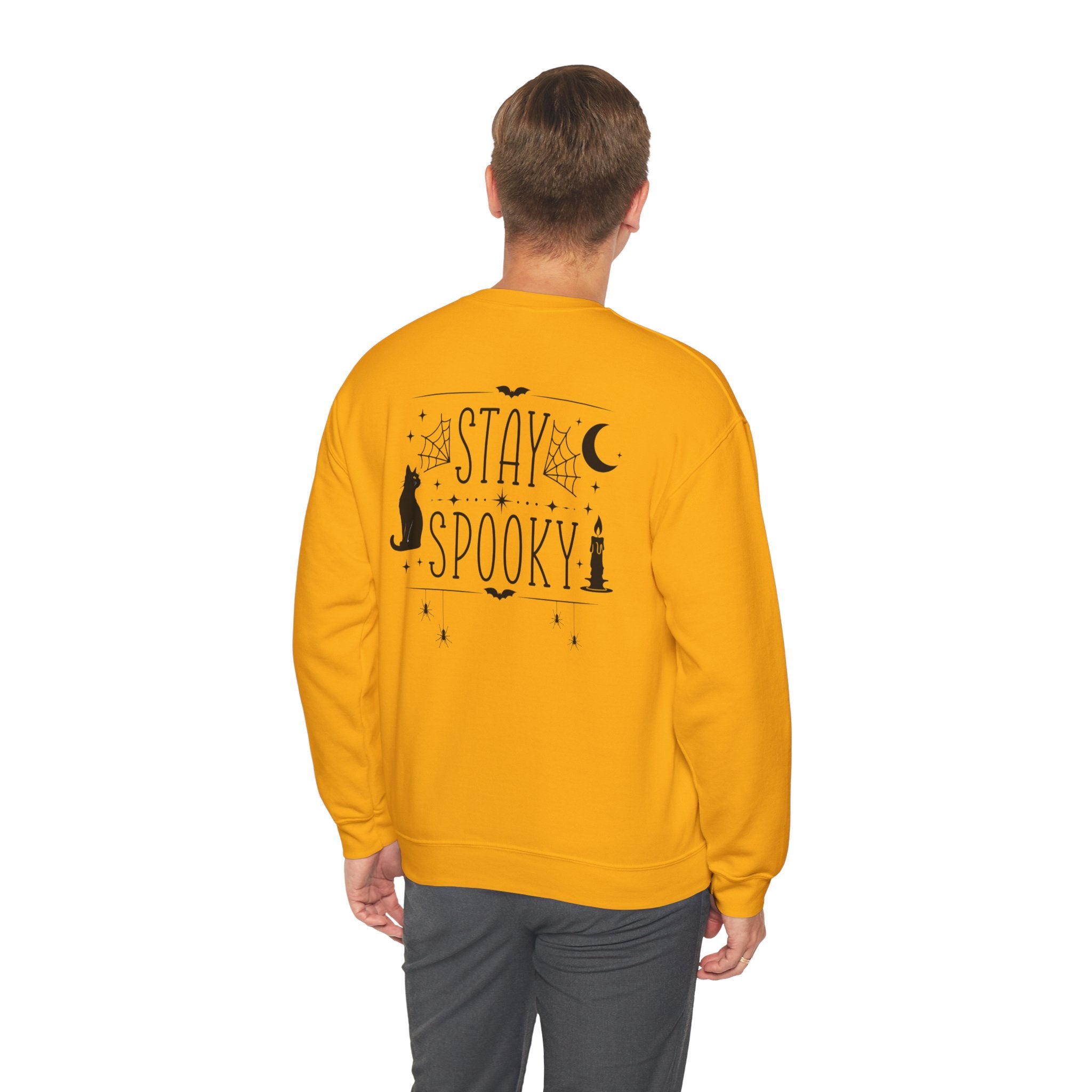 Stay Spooky Sweatshirt – Halloween Cat Moon Graphic Crewneck