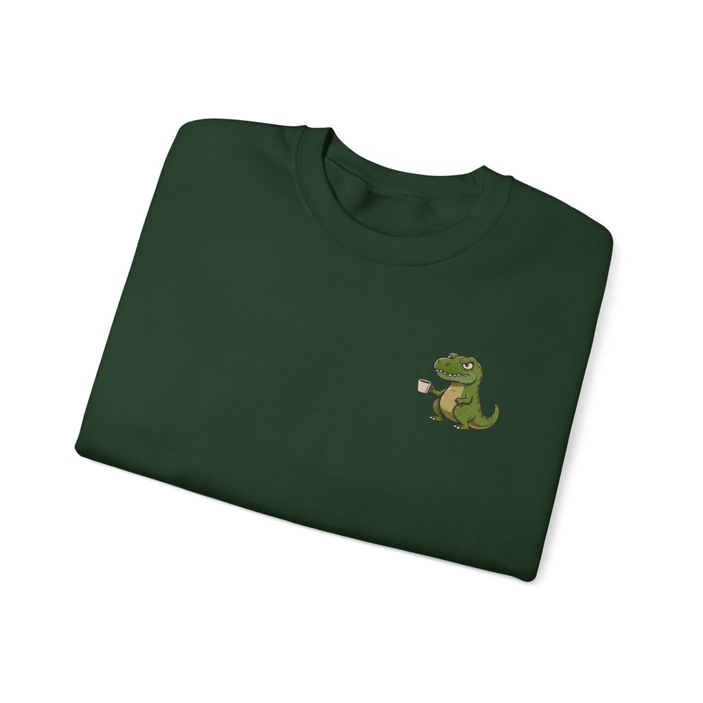 Caffeine Saurus Sweatshirt — "Needs Coffee to Function" Dinosaur Crewneck