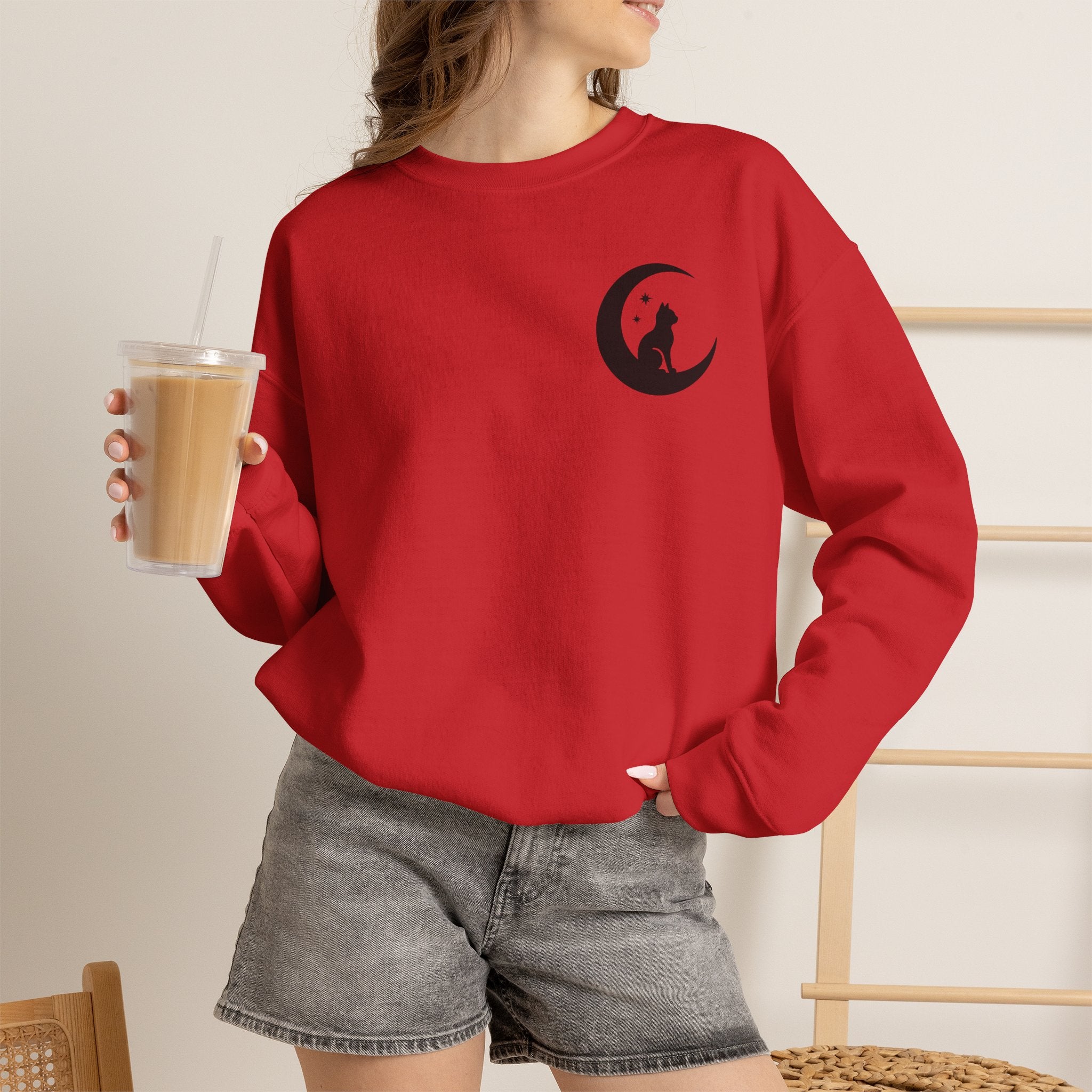 Stay Spooky Sweatshirt – Halloween Cat Moon Graphic Crewneck