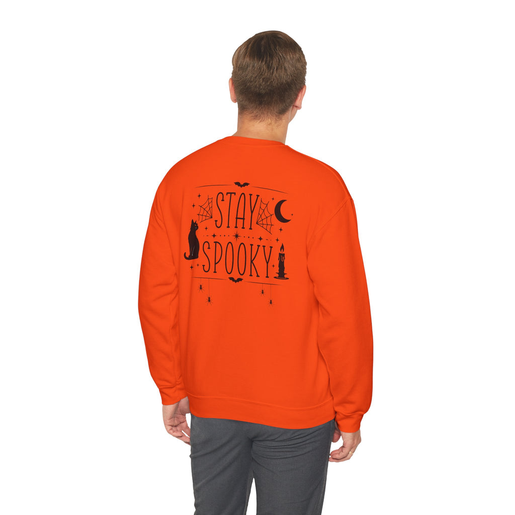 Stay Spooky Sweatshirt – Halloween Cat Moon Graphic Crewneck