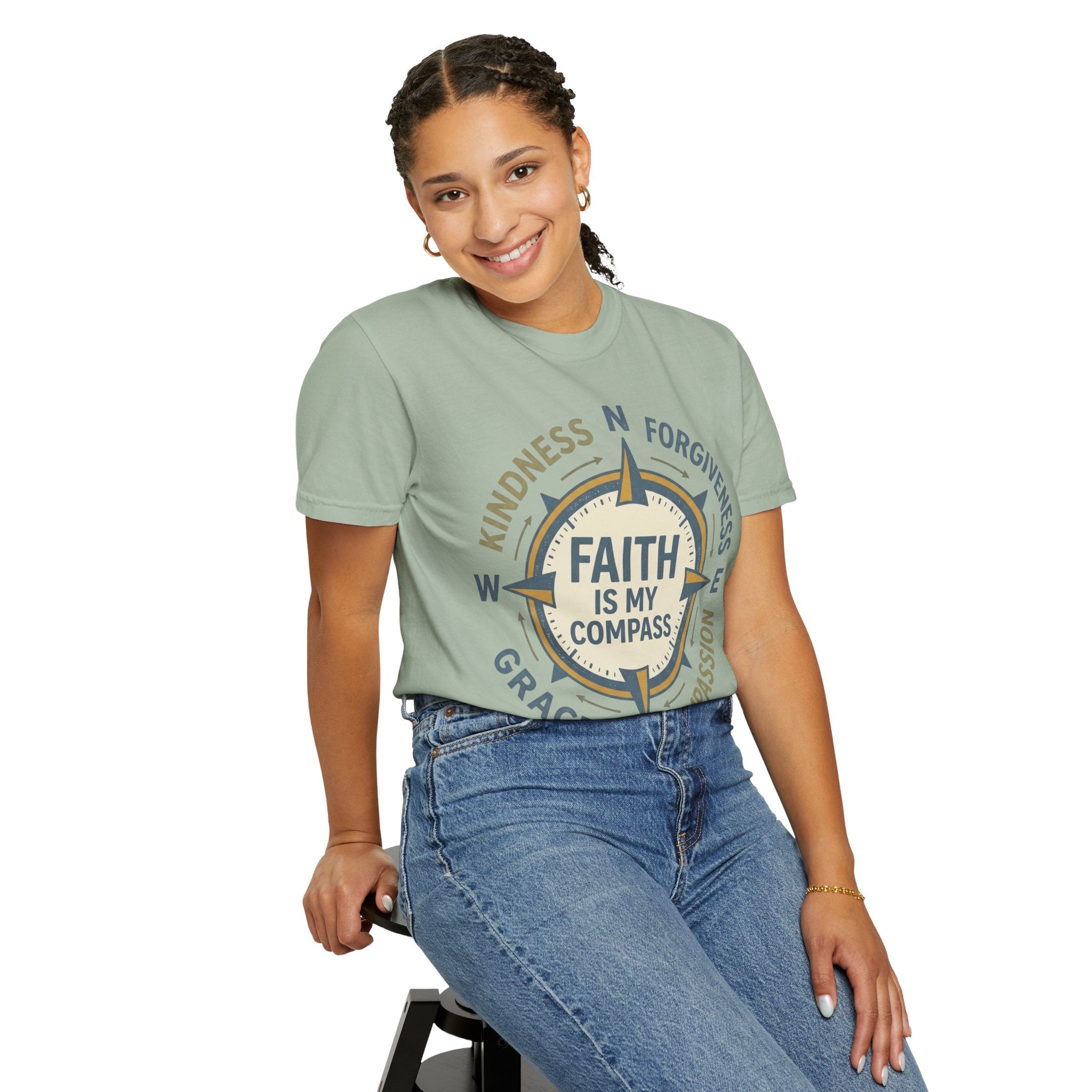 Faith Is My Compass T-Shirt — Inspirational Compass Tee (Kindness, Forgiveness, Grace, Compassion)