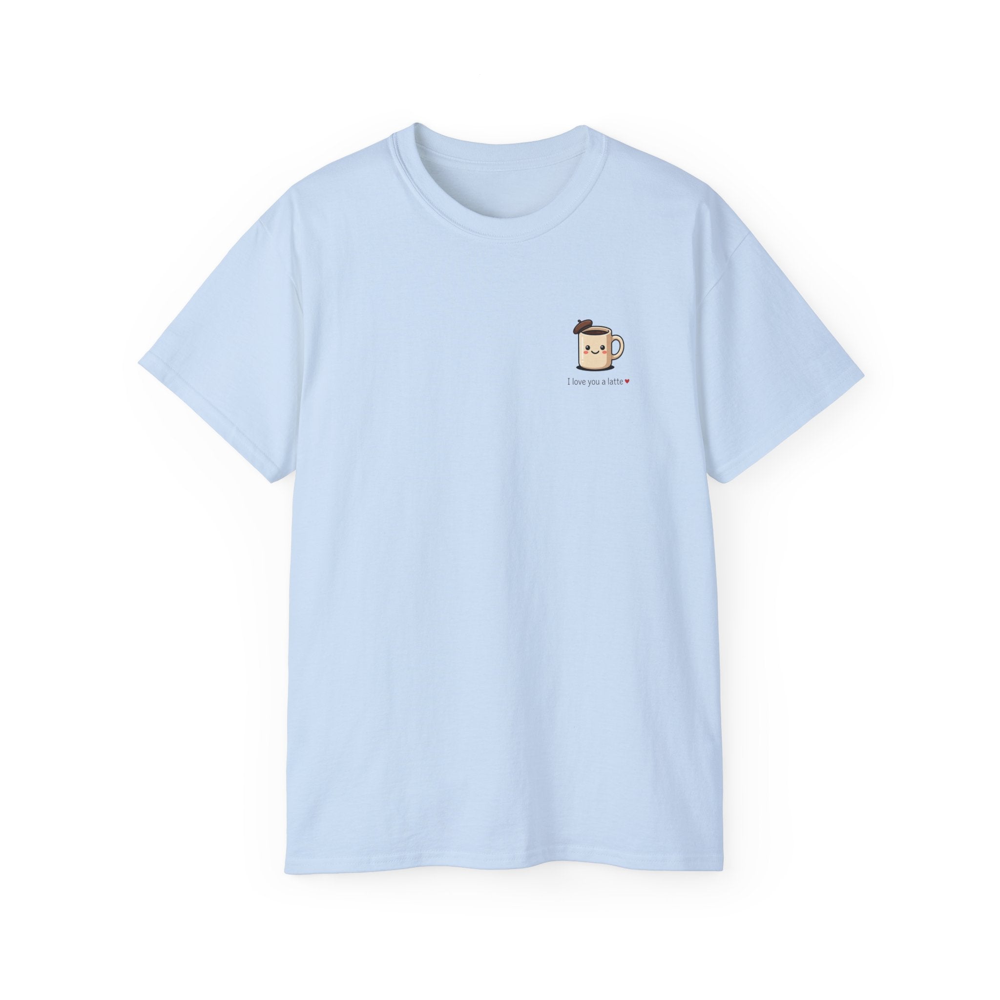 Coffee Mug Tee - Cute Kawaii Coffee Cup Design with “I love you a latte”