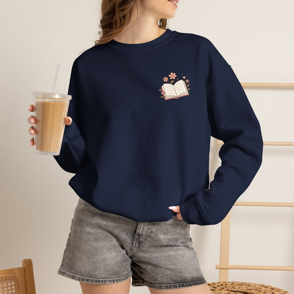 Book Lover Sweatshirt — “Fill Life with Color One Page at a Time” Crewneck