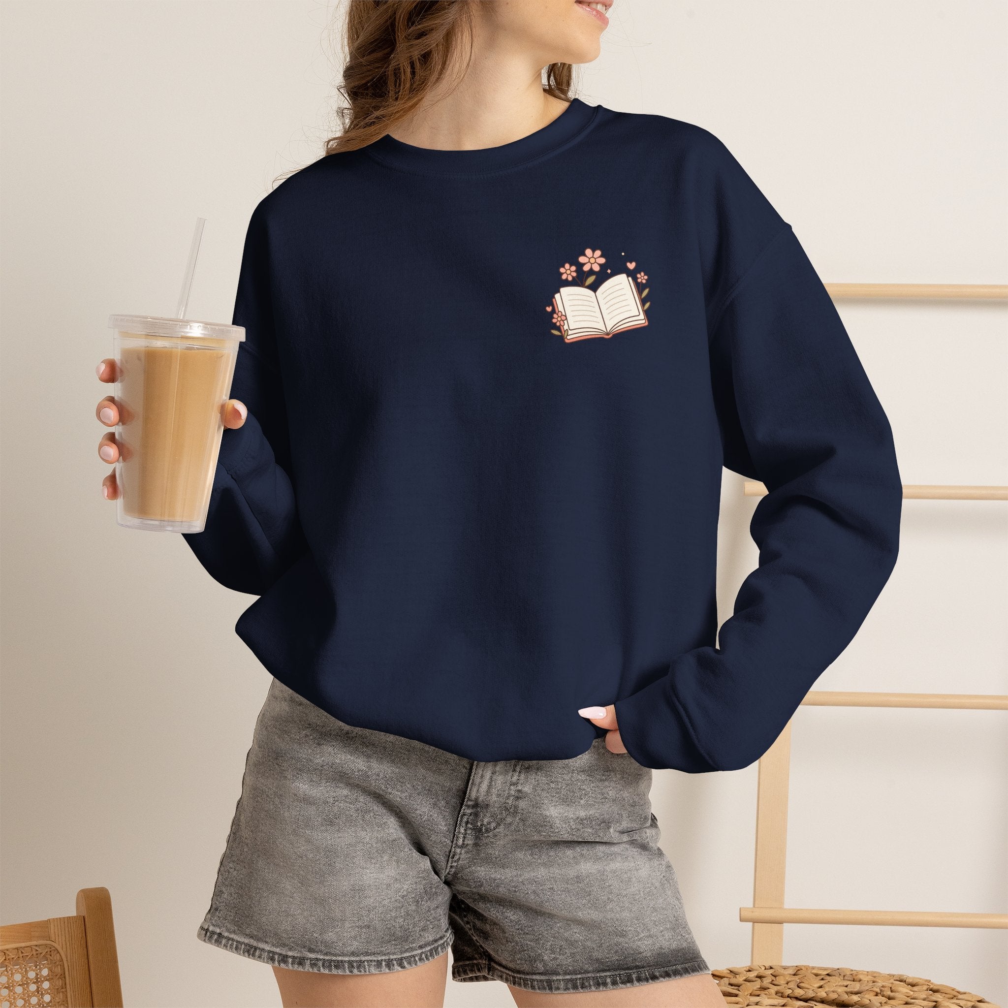 Book Lover Sweatshirt — “Fill Life with Color One Page at a Time” Crewneck