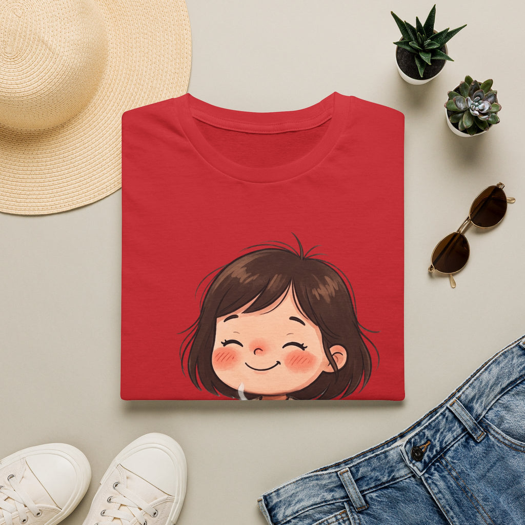 Cute Girl with Coffee T-Shirt — Cozy Cartoon Graphic Tee