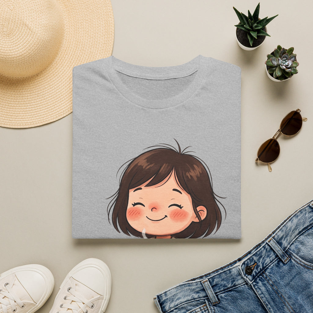 Cute Girl with Coffee T-Shirt — Cozy Cartoon Graphic Tee