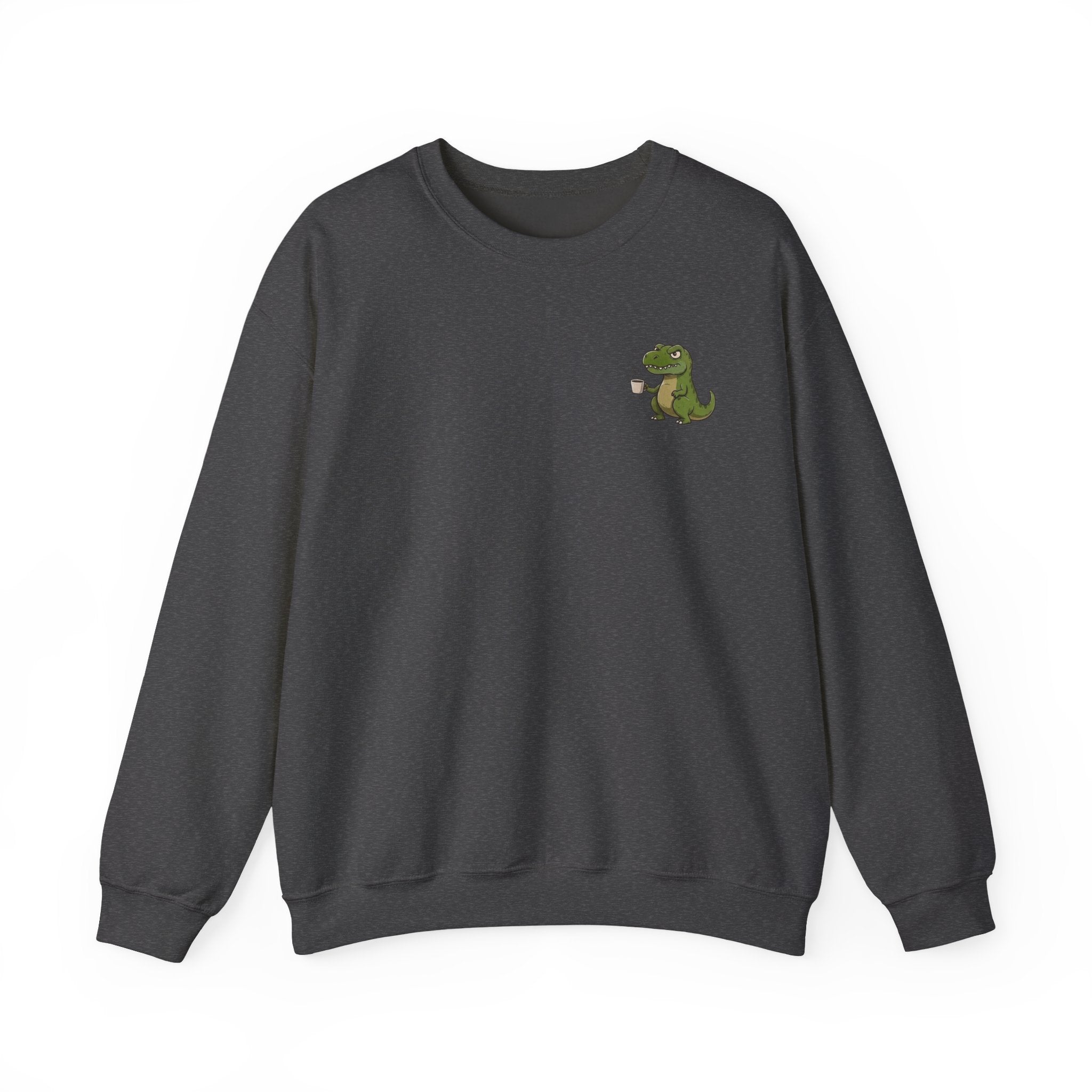 Caffeine Saurus Sweatshirt — "Needs Coffee to Function" Dinosaur Crewneck