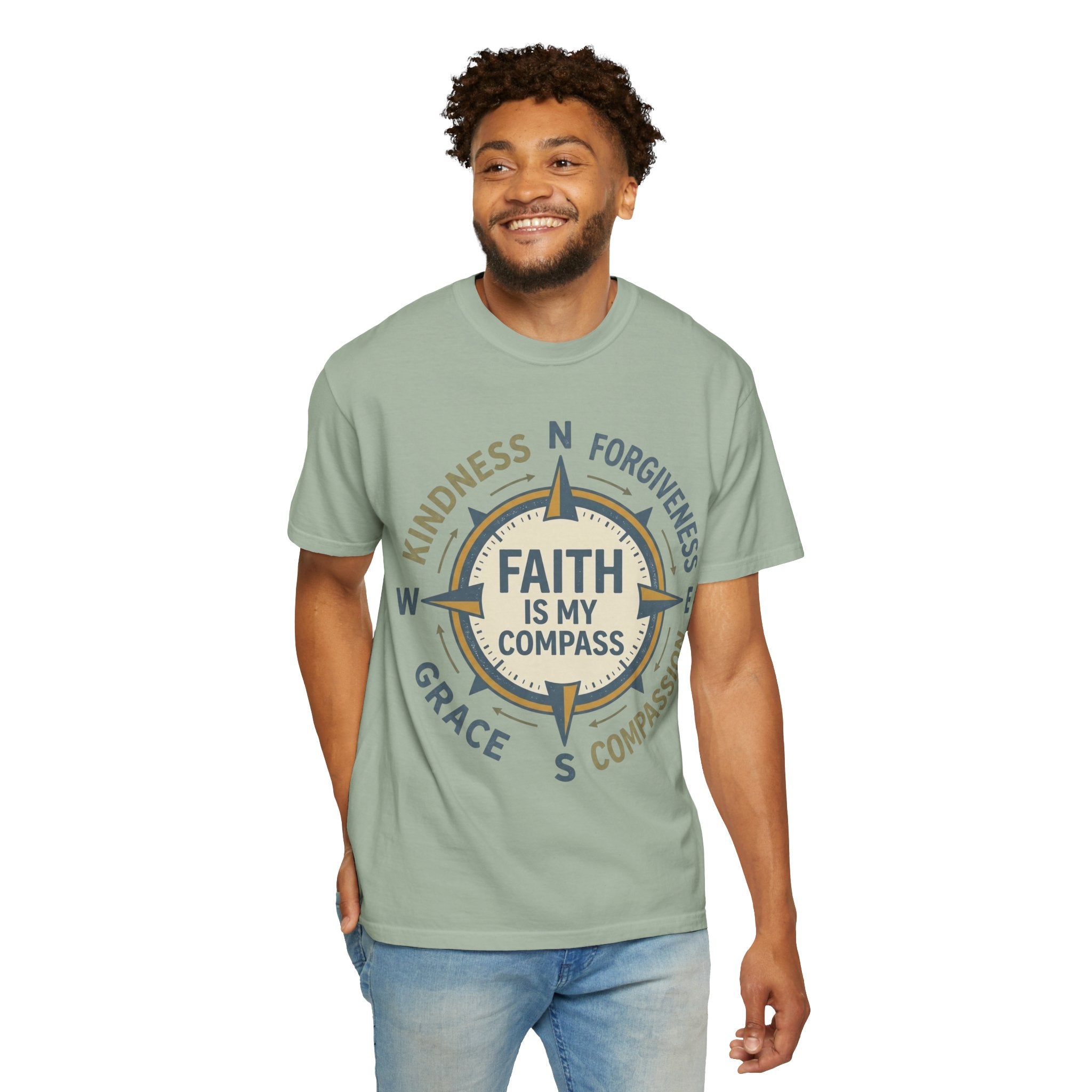 Faith Is My Compass T-Shirt — Inspirational Compass Tee (Kindness, Forgiveness, Grace, Compassion)