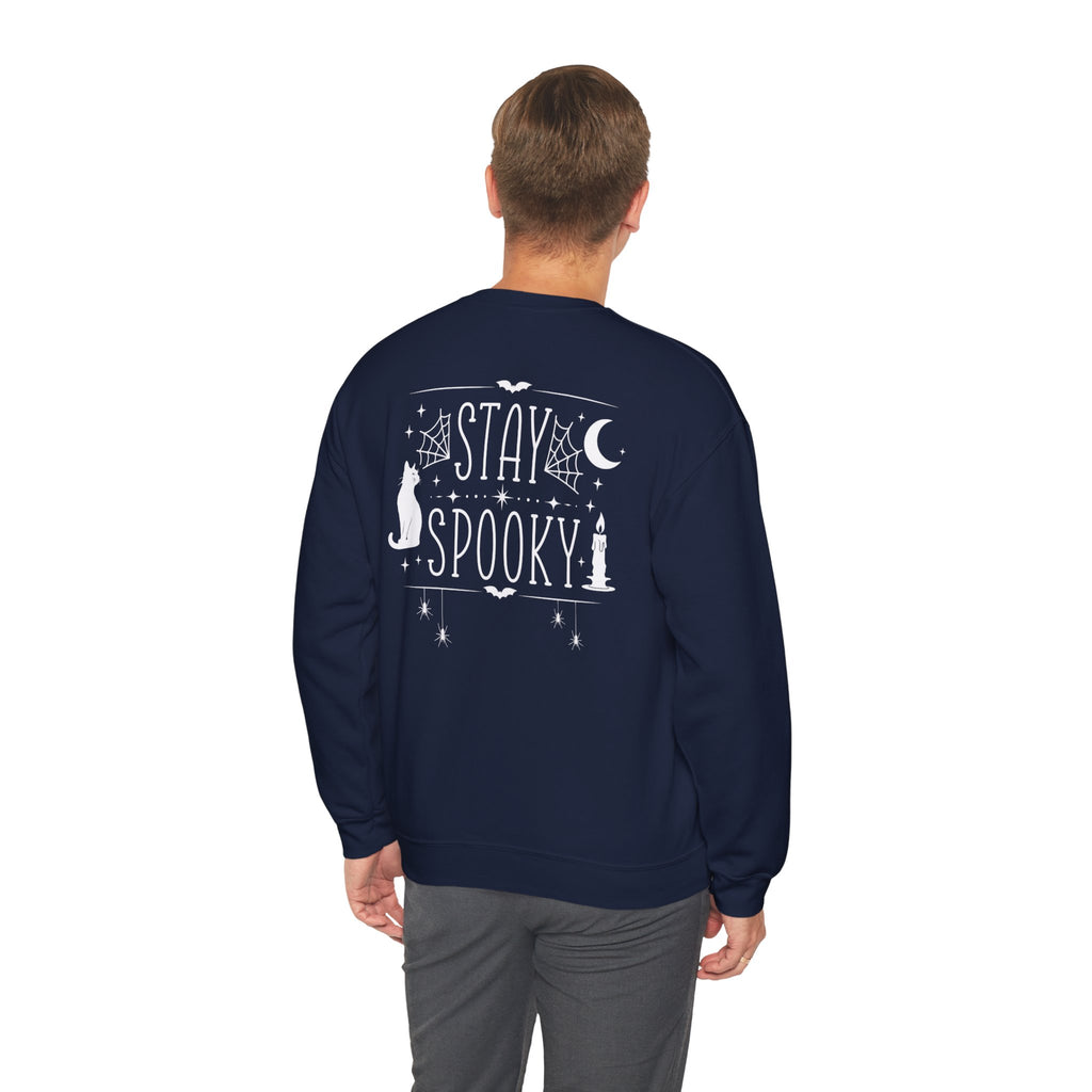 Stay Spooky Sweatshirt – Halloween Cat Moon Graphic Crewneck