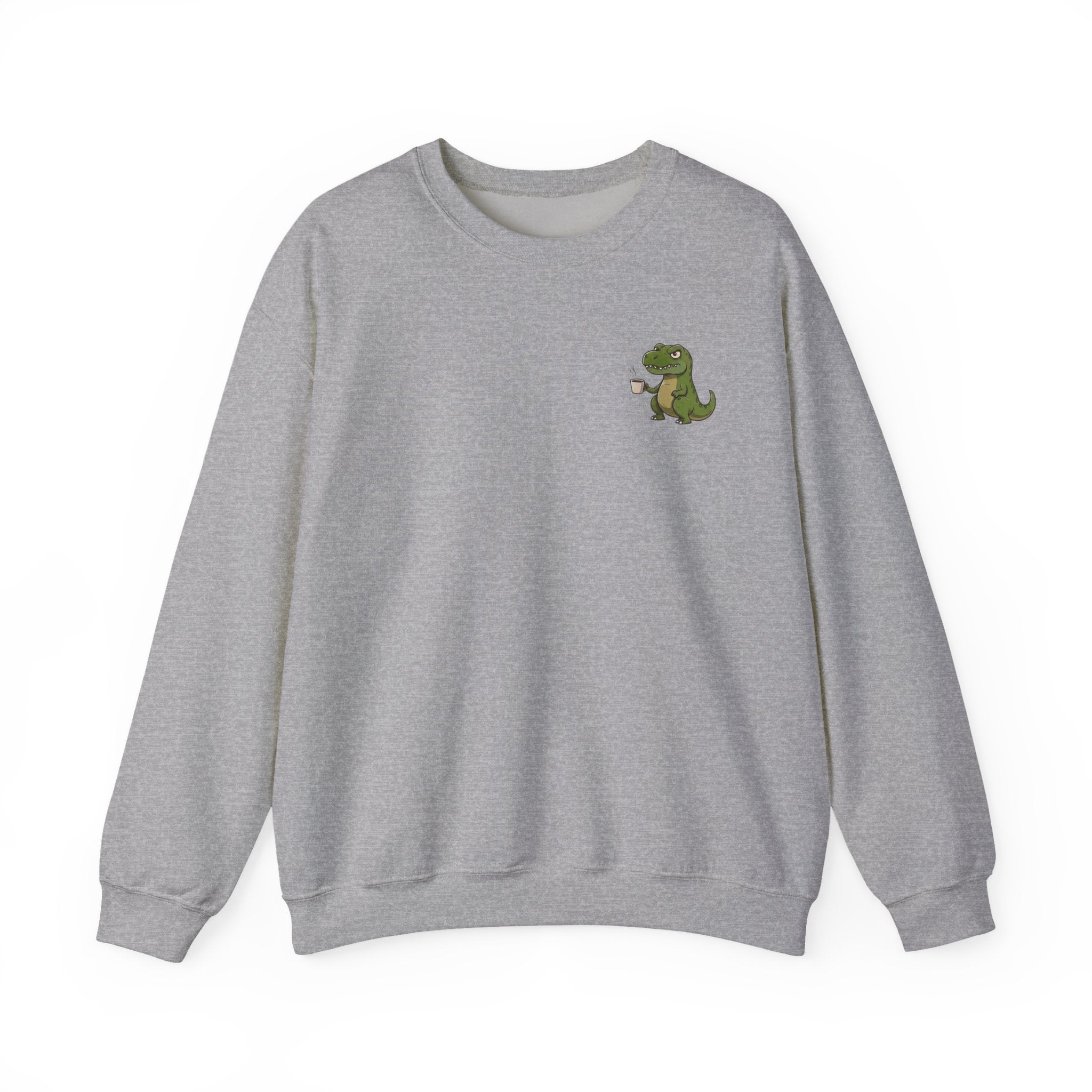 Caffeine Saurus Sweatshirt — "Needs Coffee to Function" Dinosaur Crewneck