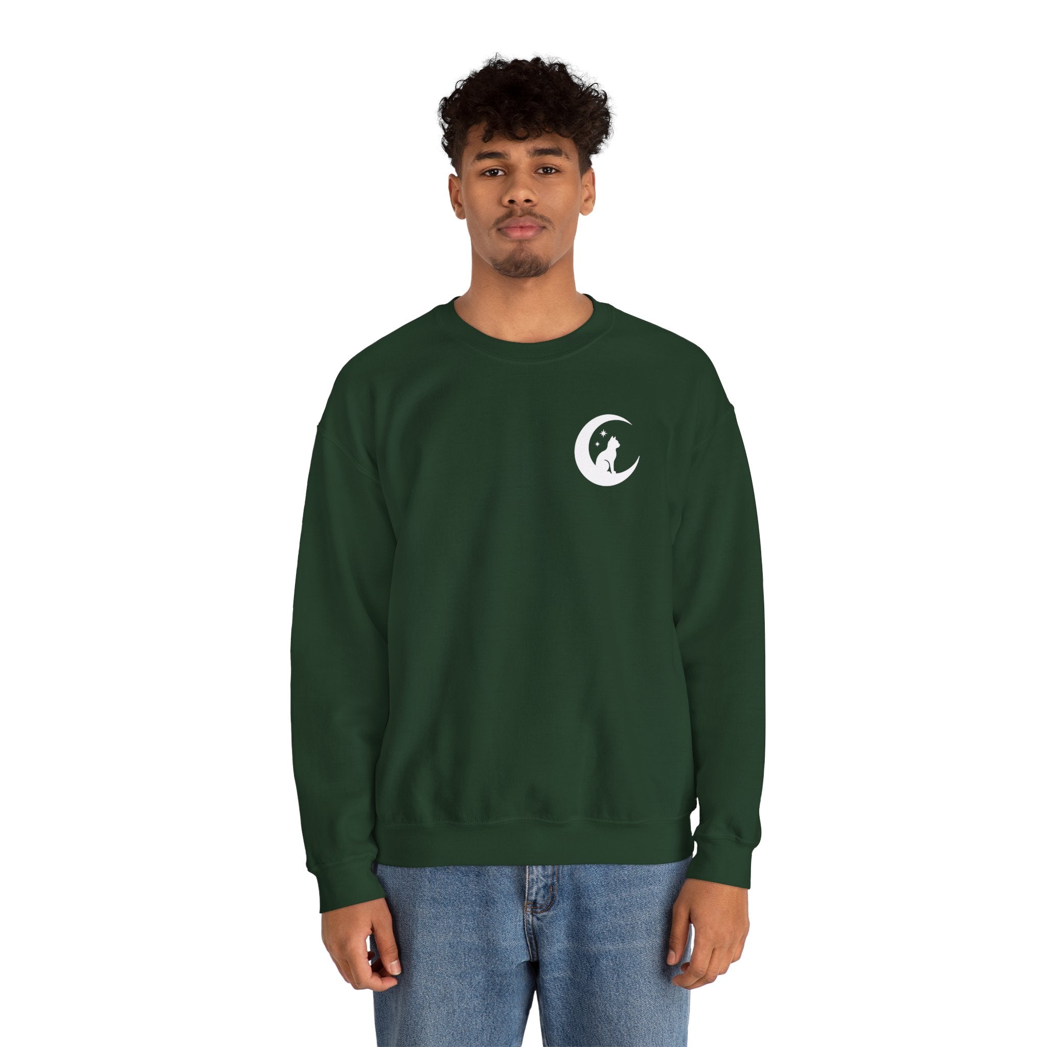 Stay Spooky Sweatshirt – Halloween Cat Moon Graphic Crewneck