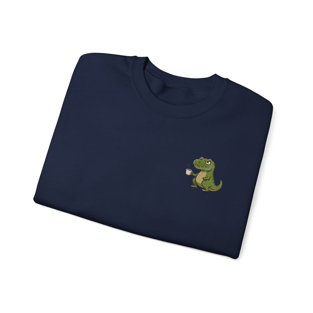 Caffeine Saurus Sweatshirt — "Needs Coffee to Function" Dinosaur Crewneck