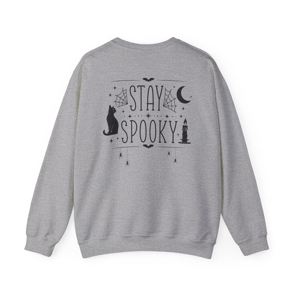 Stay Spooky Sweatshirt – Halloween Cat Moon Graphic Crewneck