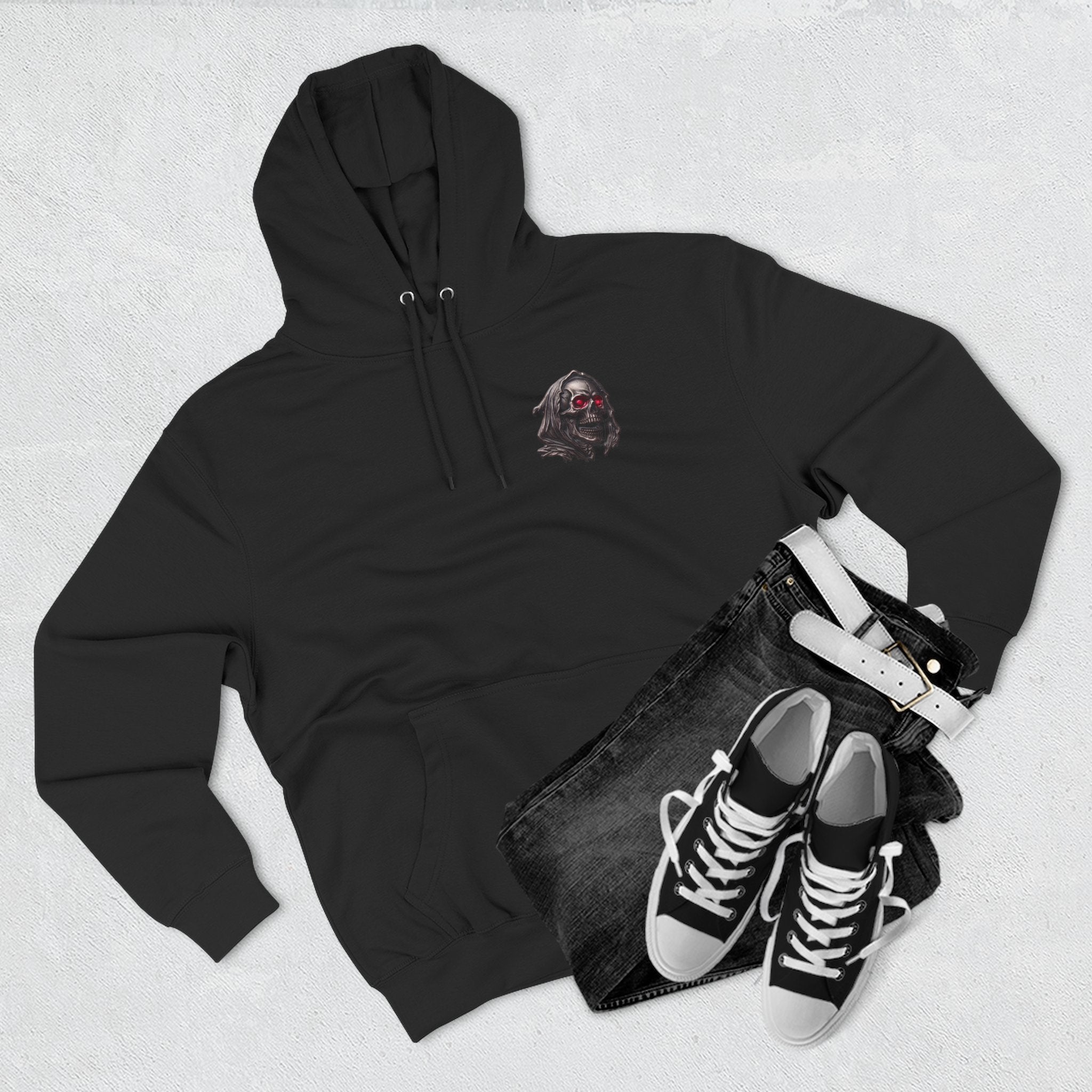 Grim Reaper Hoodie — “I’m Not Here to Make Friends” Graphic Fleece Hoodie
