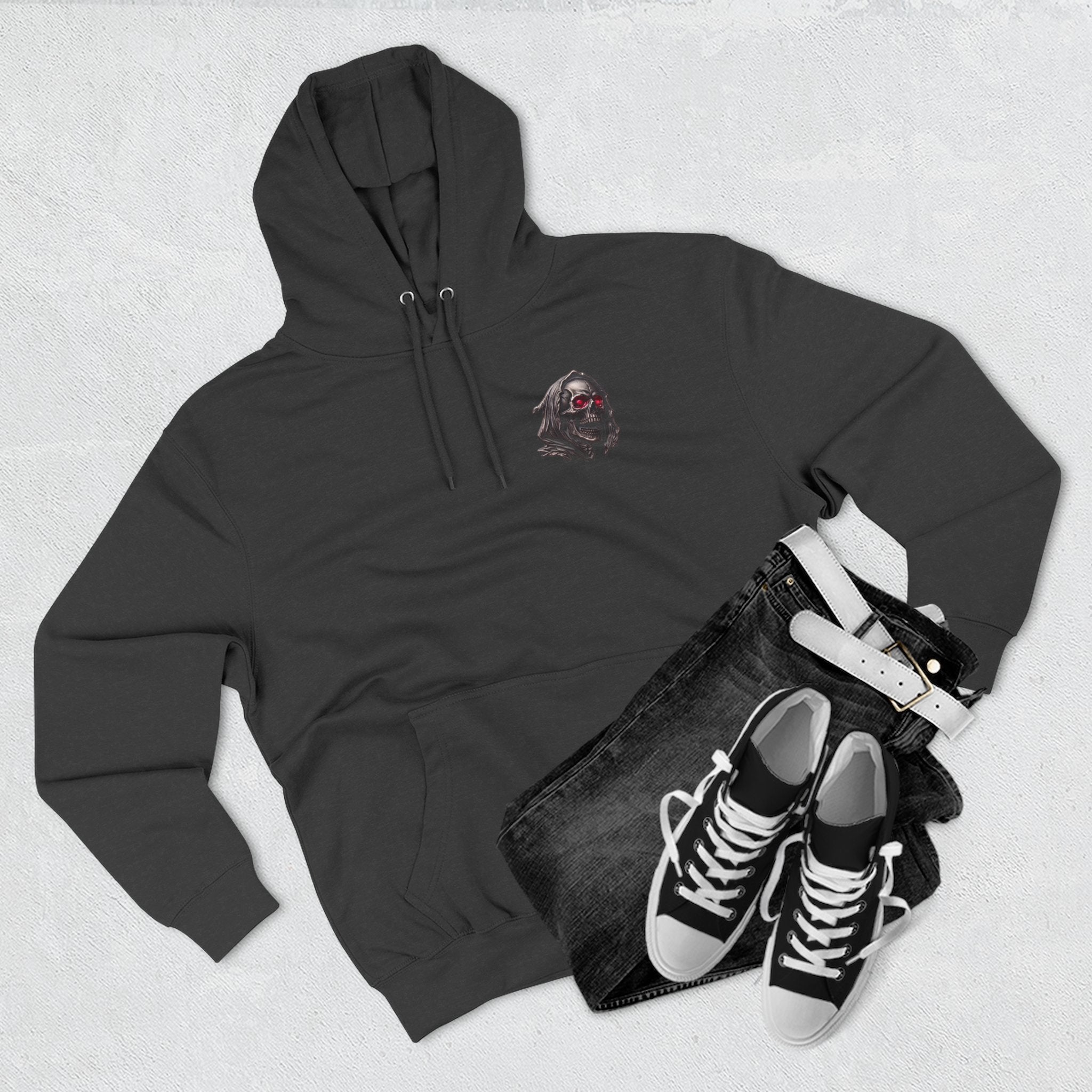 Grim Reaper Hoodie — “I’m Not Here to Make Friends” Graphic Fleece Hoodie