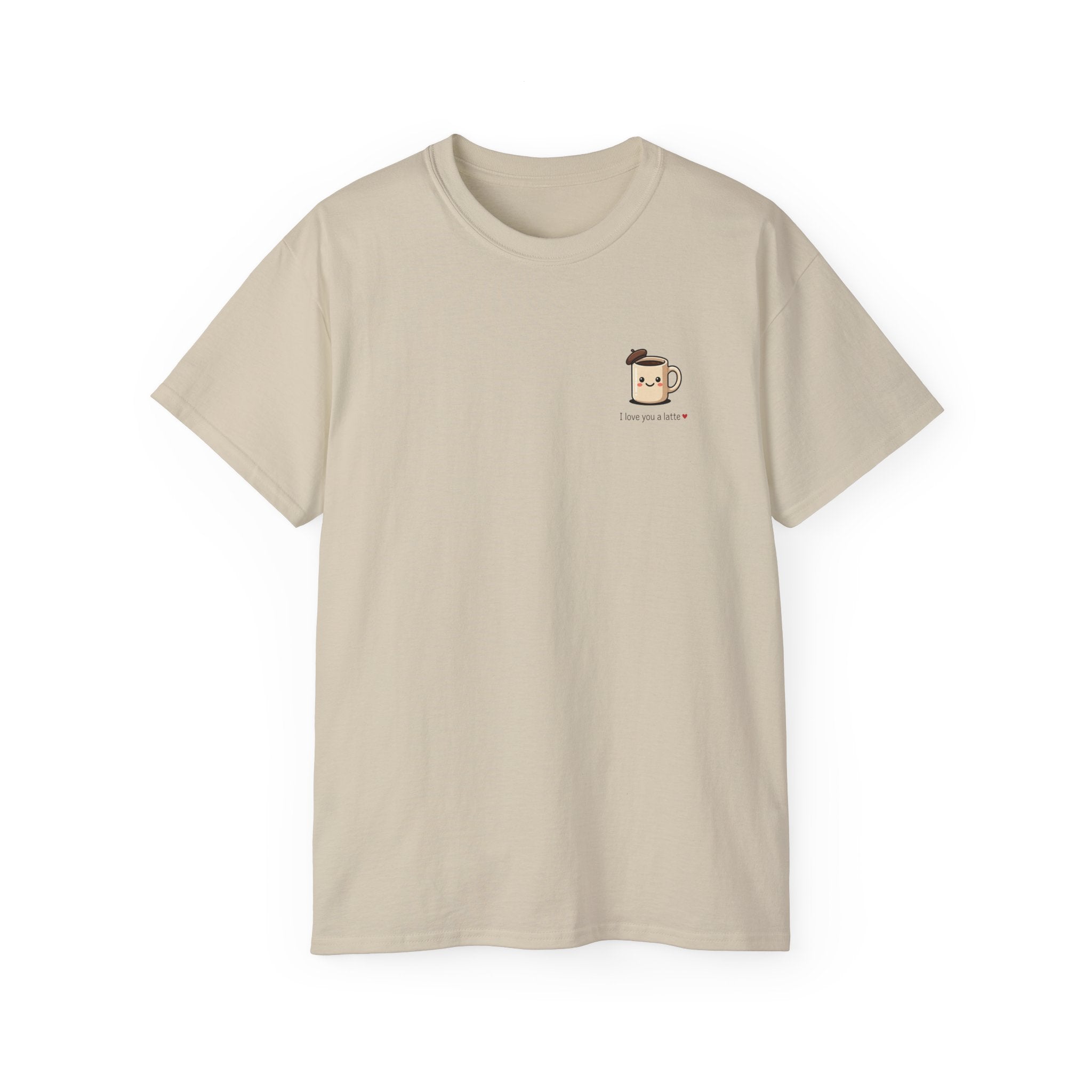 Coffee Mug Tee - Cute Kawaii Coffee Cup Design with “I love you a latte”