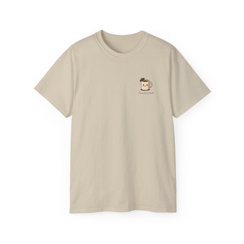 Coffee Mug Tee - Cute Kawaii Coffee Cup Design with “I love you a latte”