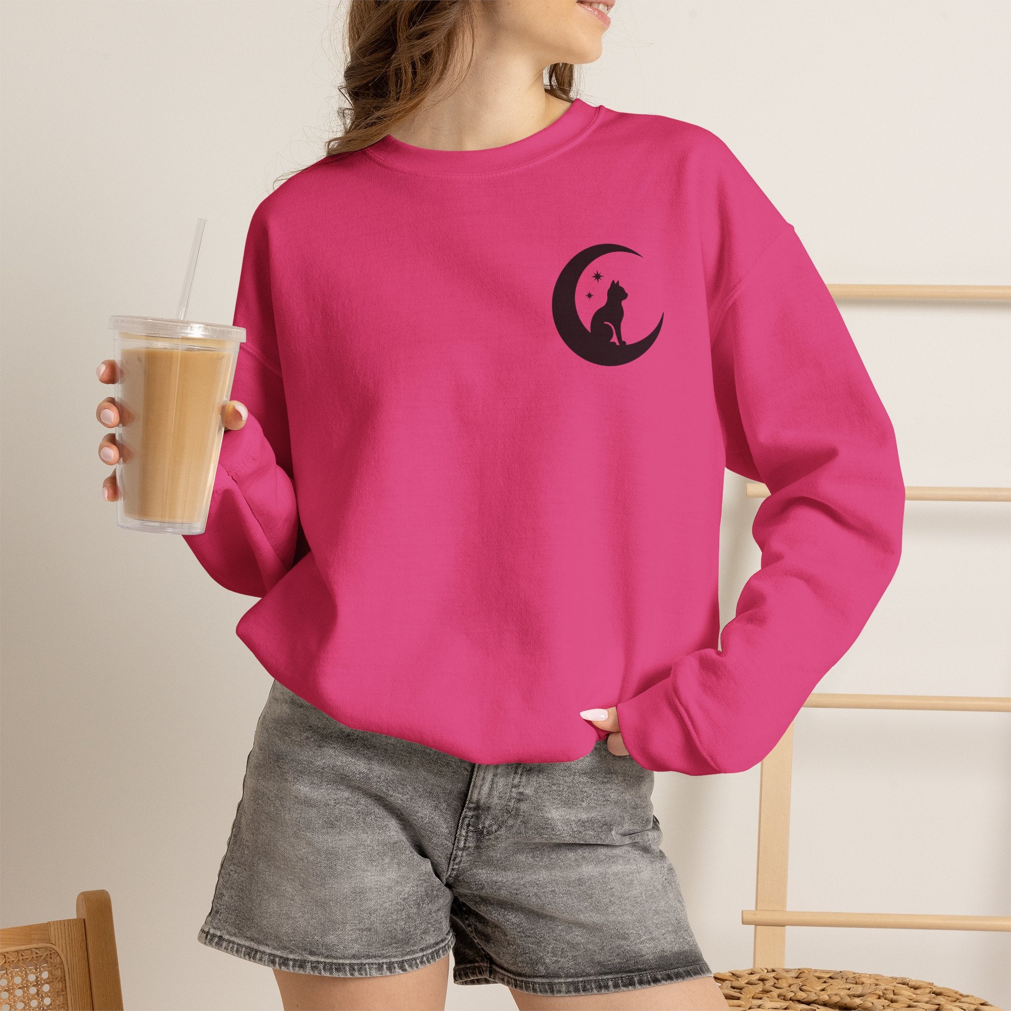 Stay Spooky Sweatshirt – Halloween Cat Moon Graphic Crewneck