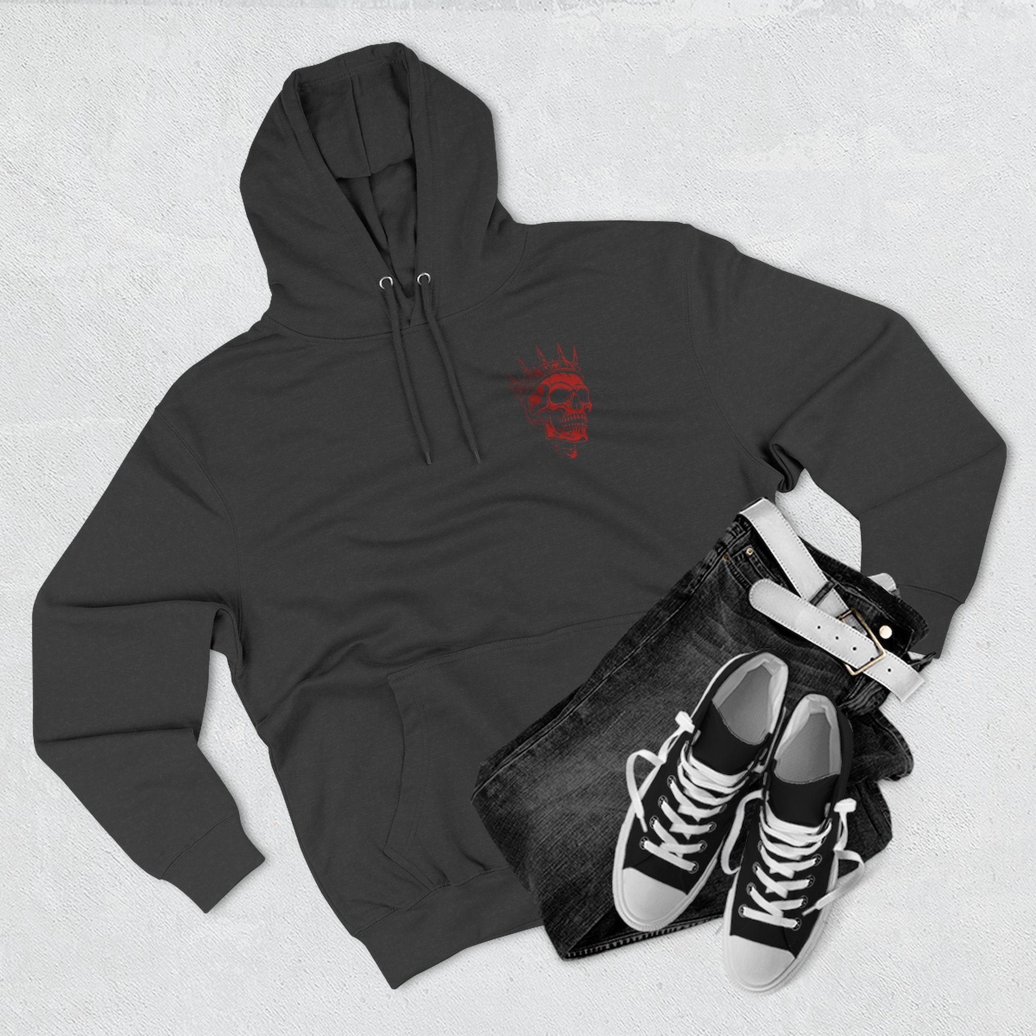 King of the Night Hoodie — Gothic Skull Crown Fleece Pullover