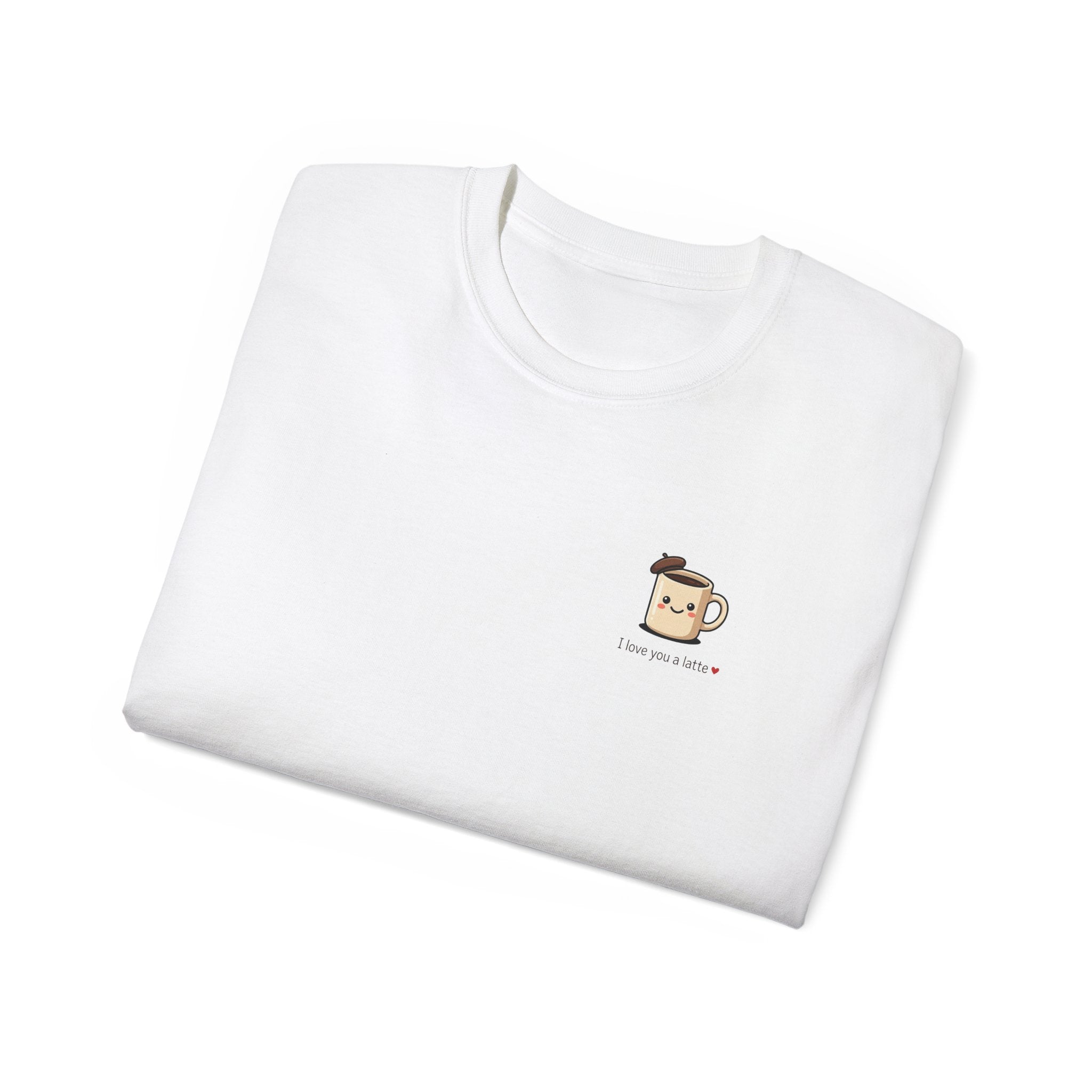 Coffee Mug Tee - Cute Kawaii Coffee Cup Design with “I love you a latte”