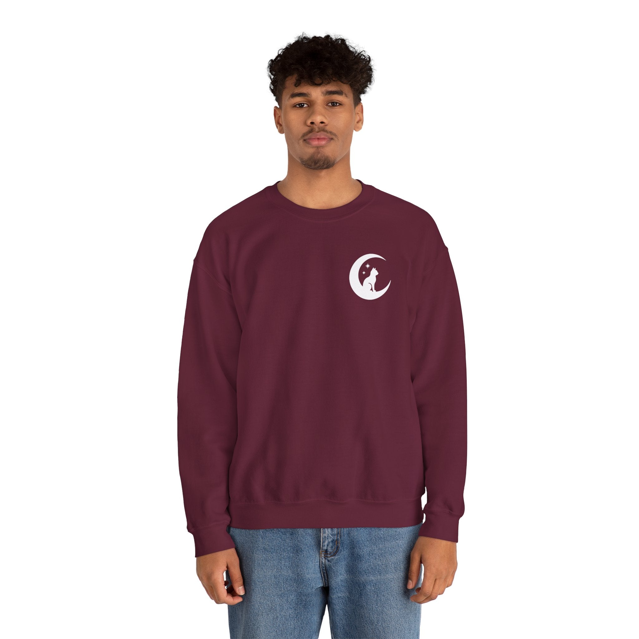 Stay Spooky Sweatshirt – Halloween Cat Moon Graphic Crewneck