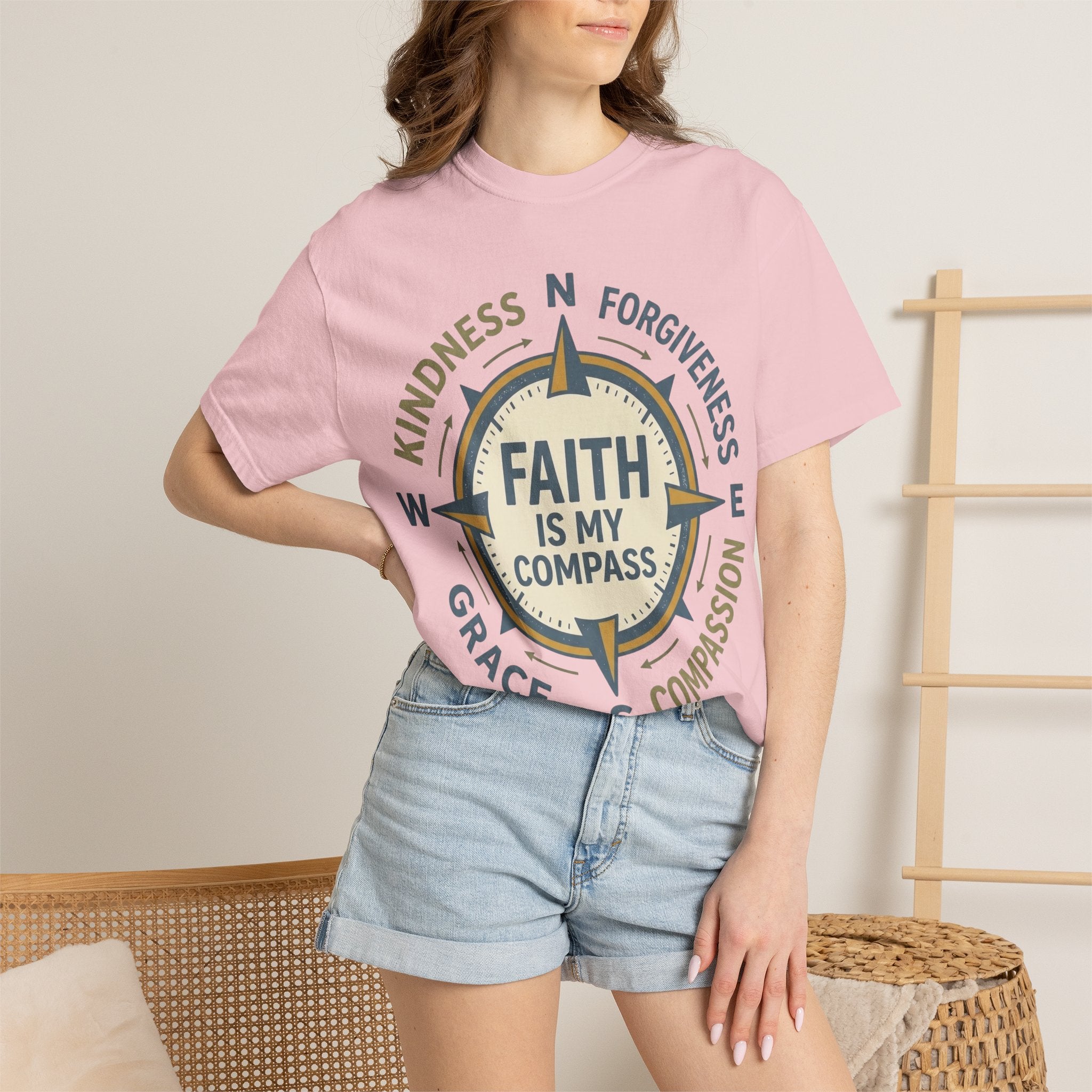 Faith Is My Compass T-Shirt — Inspirational Compass Tee (Kindness, Forgiveness, Grace, Compassion)