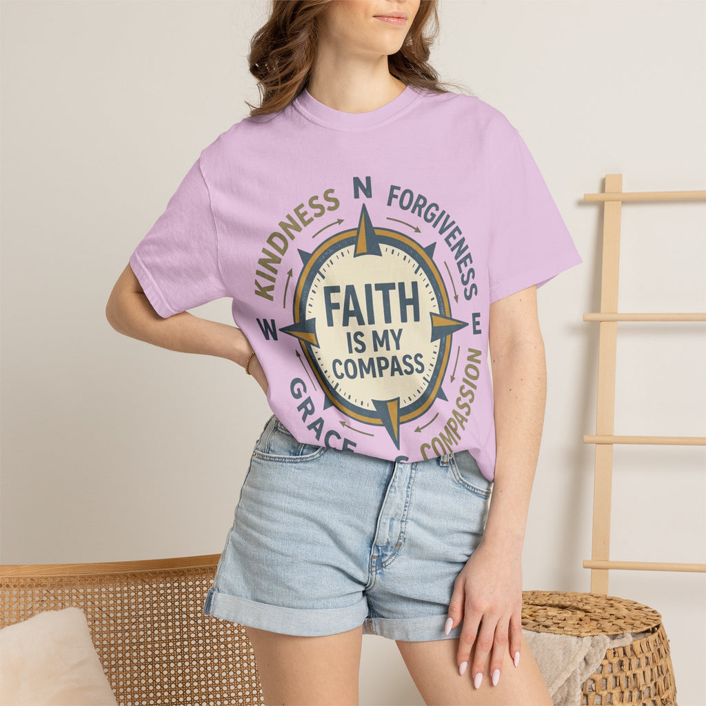 Faith Is My Compass T-Shirt — Inspirational Compass Tee (Kindness, Forgiveness, Grace, Compassion)