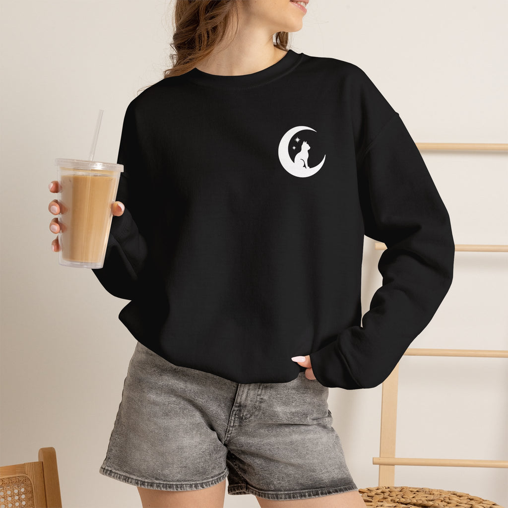 Stay Spooky Sweatshirt – Halloween Cat Moon Graphic Crewneck