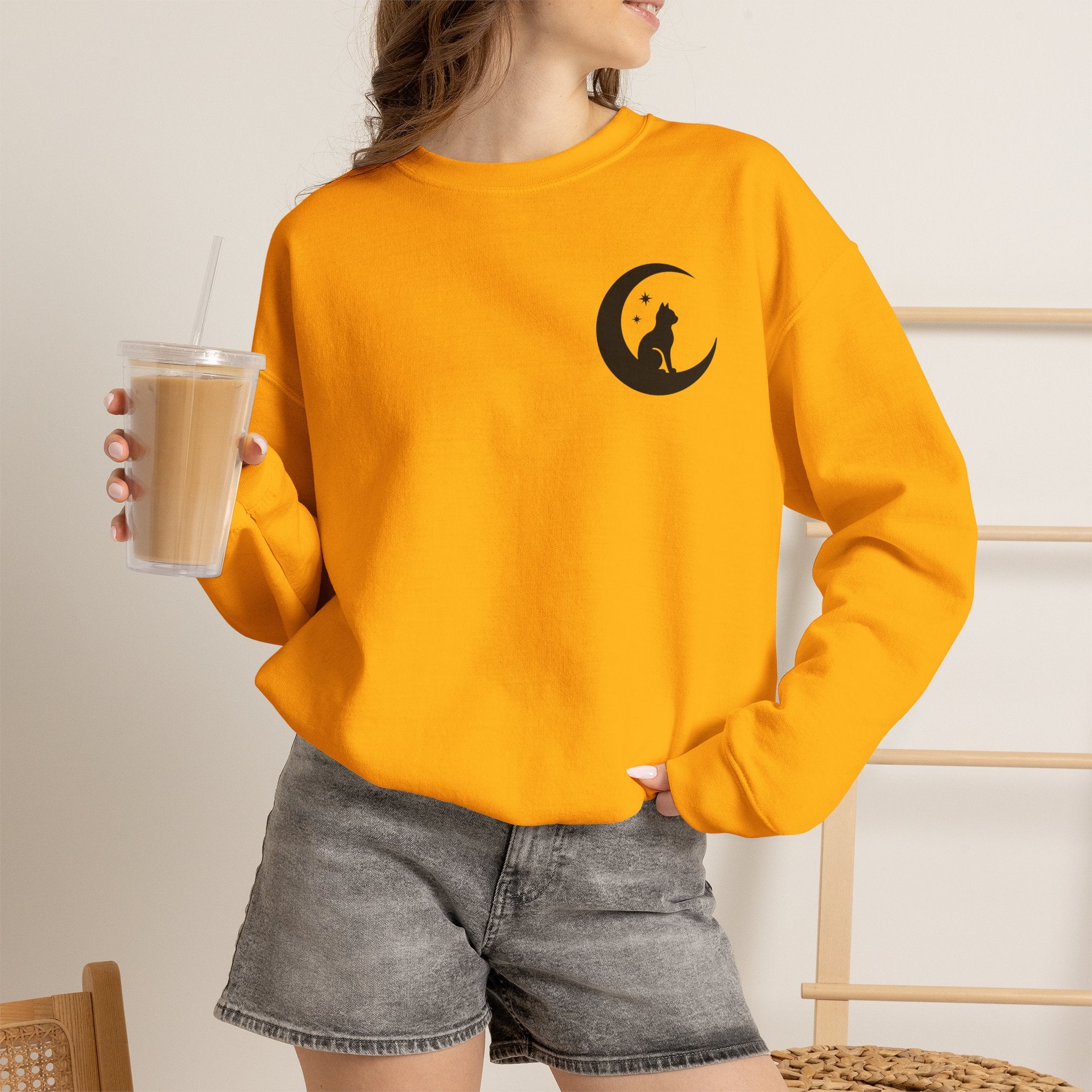 Stay Spooky Sweatshirt – Halloween Cat Moon Graphic Crewneck