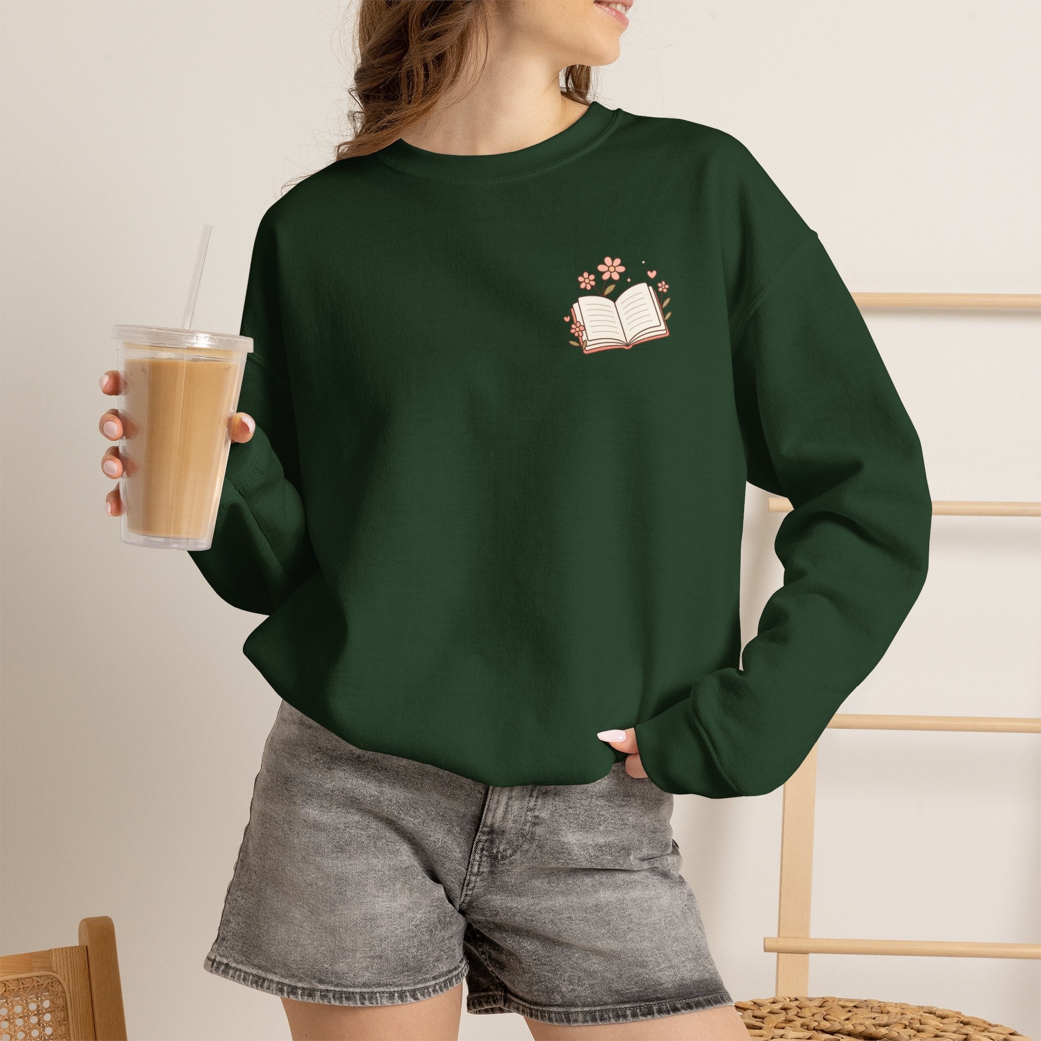 Book Lover Sweatshirt — “Fill Life with Color One Page at a Time” Crewneck