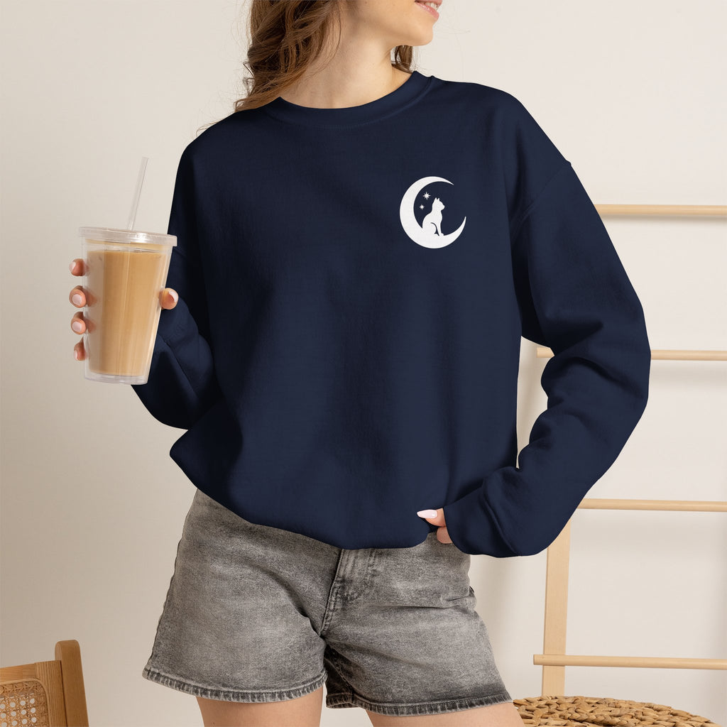 Stay Spooky Sweatshirt – Halloween Cat Moon Graphic Crewneck