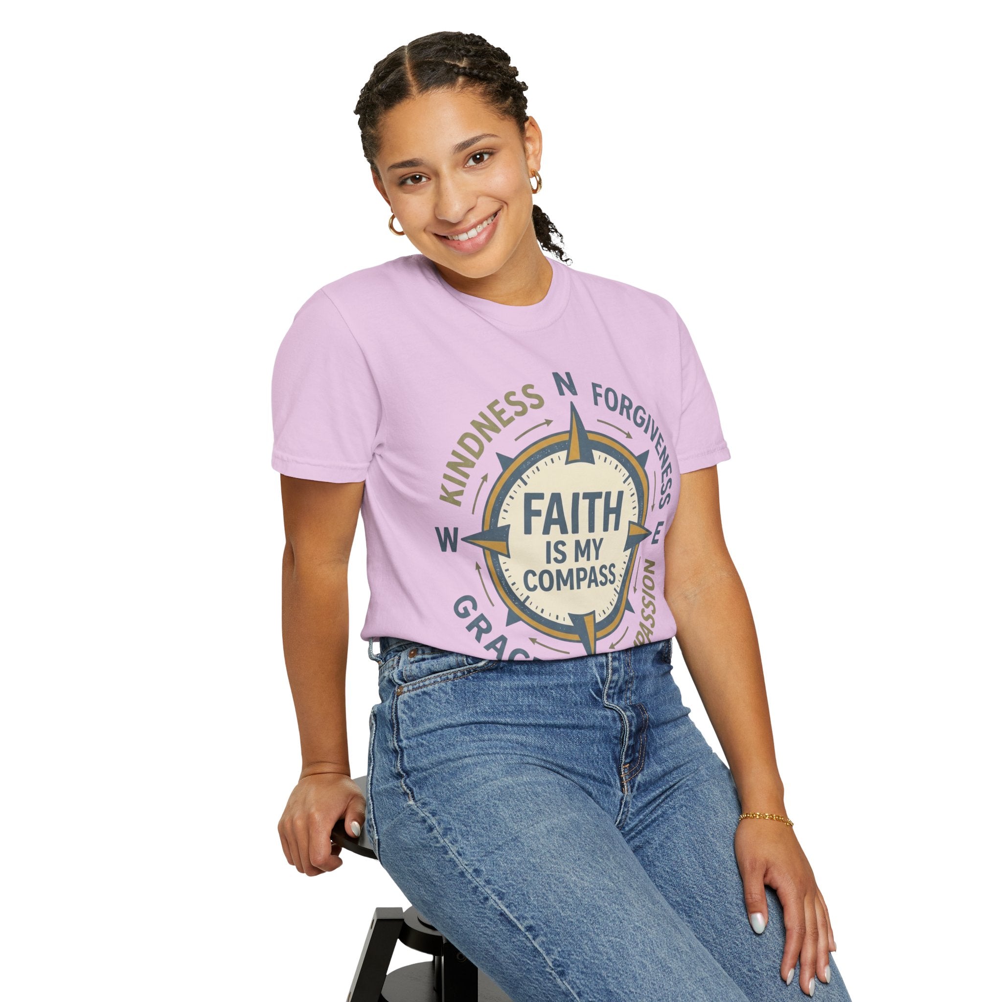 Faith Is My Compass T-Shirt — Inspirational Compass Tee (Kindness, Forgiveness, Grace, Compassion)