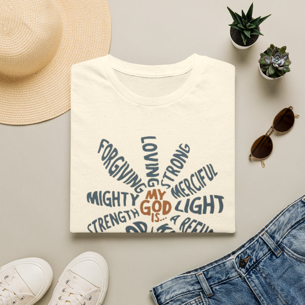 T-Shirt — "My God Is" Faith Word Flower Christian Tee