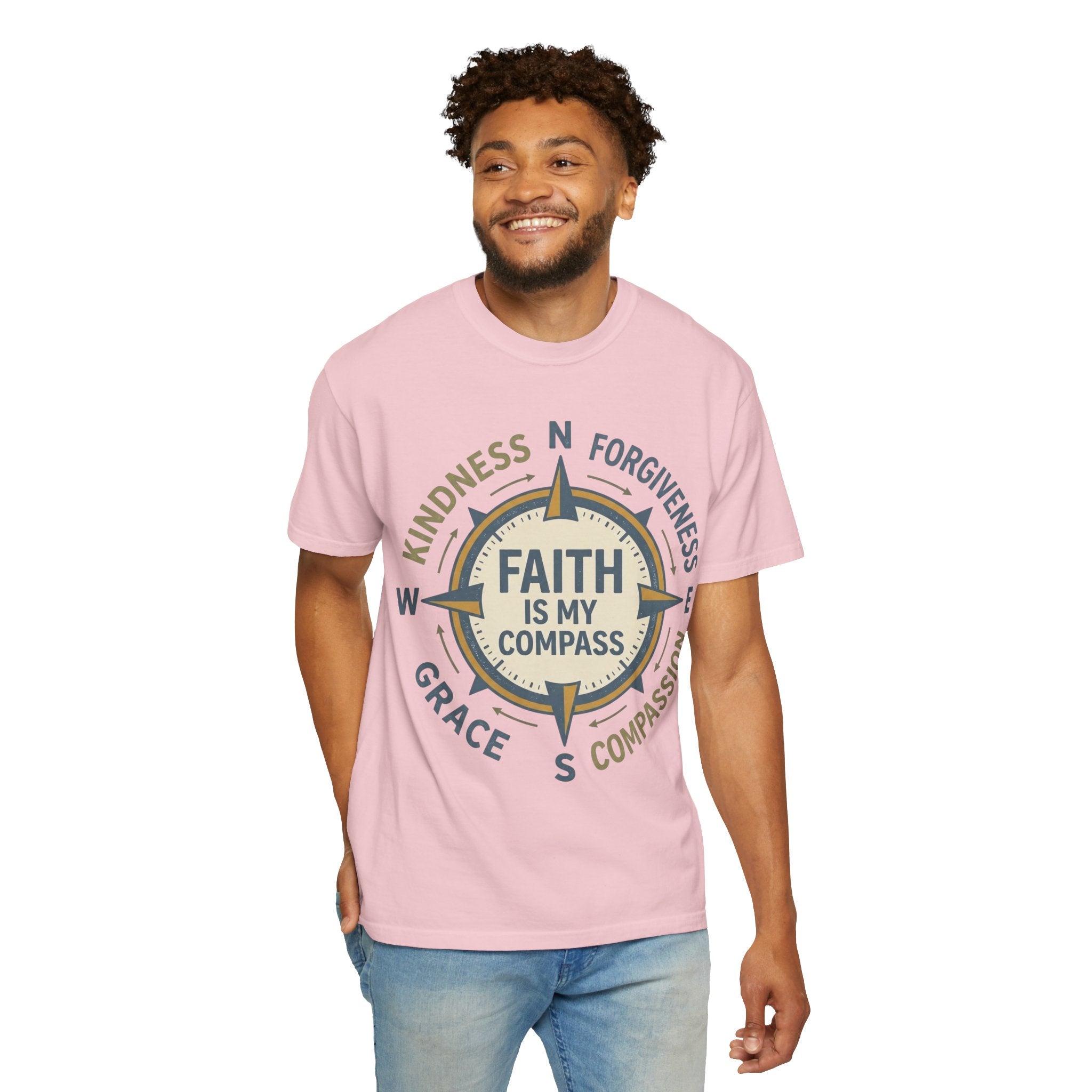 Faith Is My Compass T-Shirt — Inspirational Compass Tee (Kindness, Forgiveness, Grace, Compassion)
