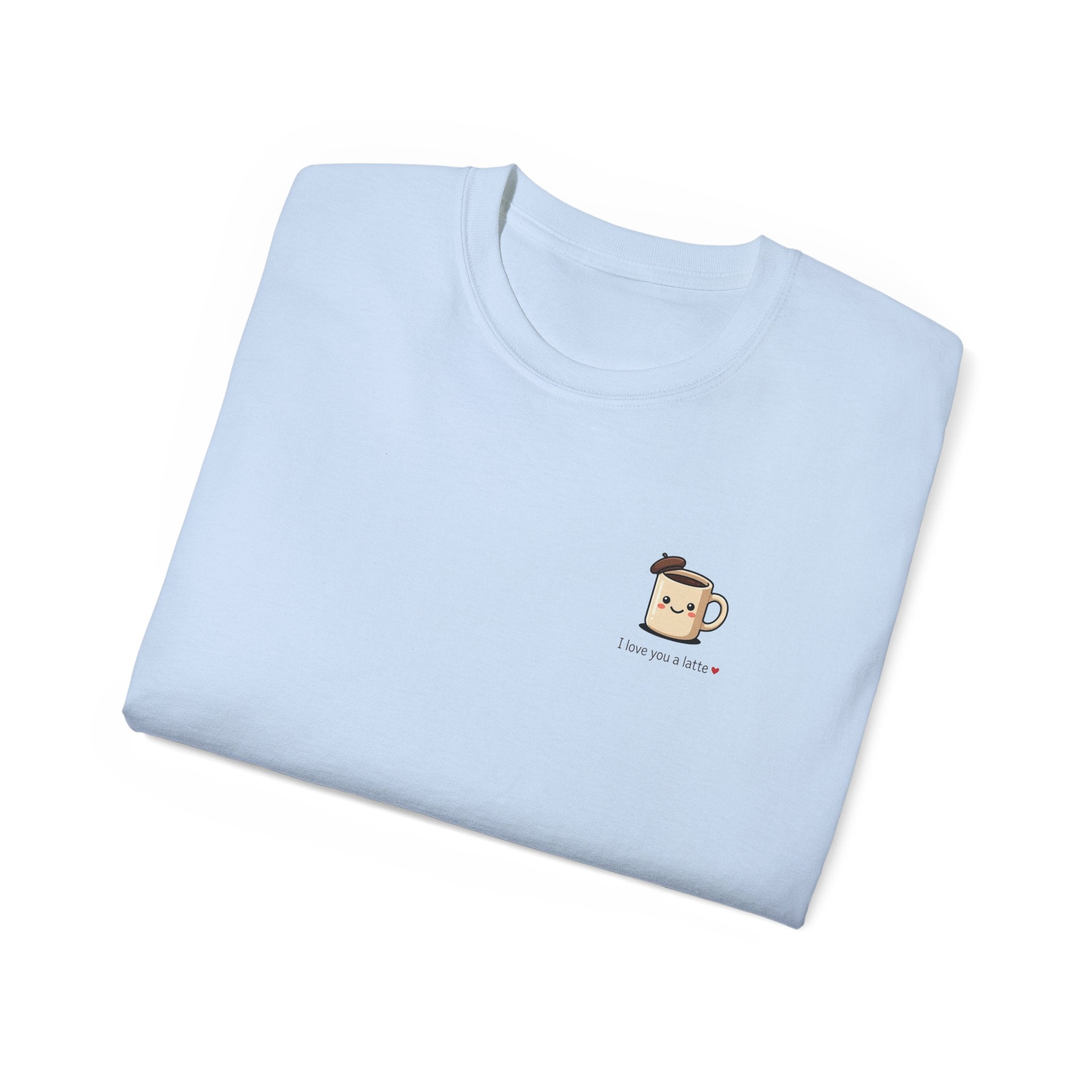 Coffee Mug Tee - Cute Kawaii Coffee Cup Design with “I love you a latte”