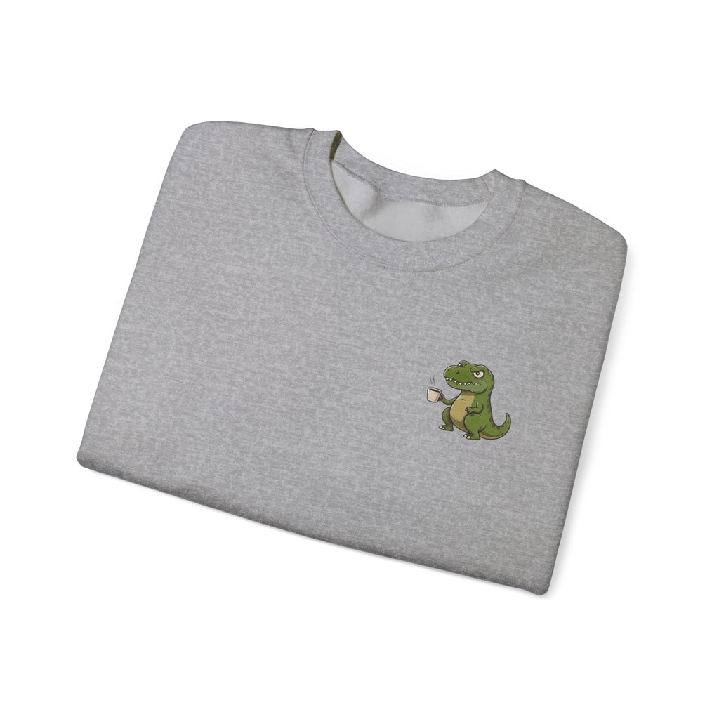 Caffeine Saurus Sweatshirt — "Needs Coffee to Function" Dinosaur Crewneck